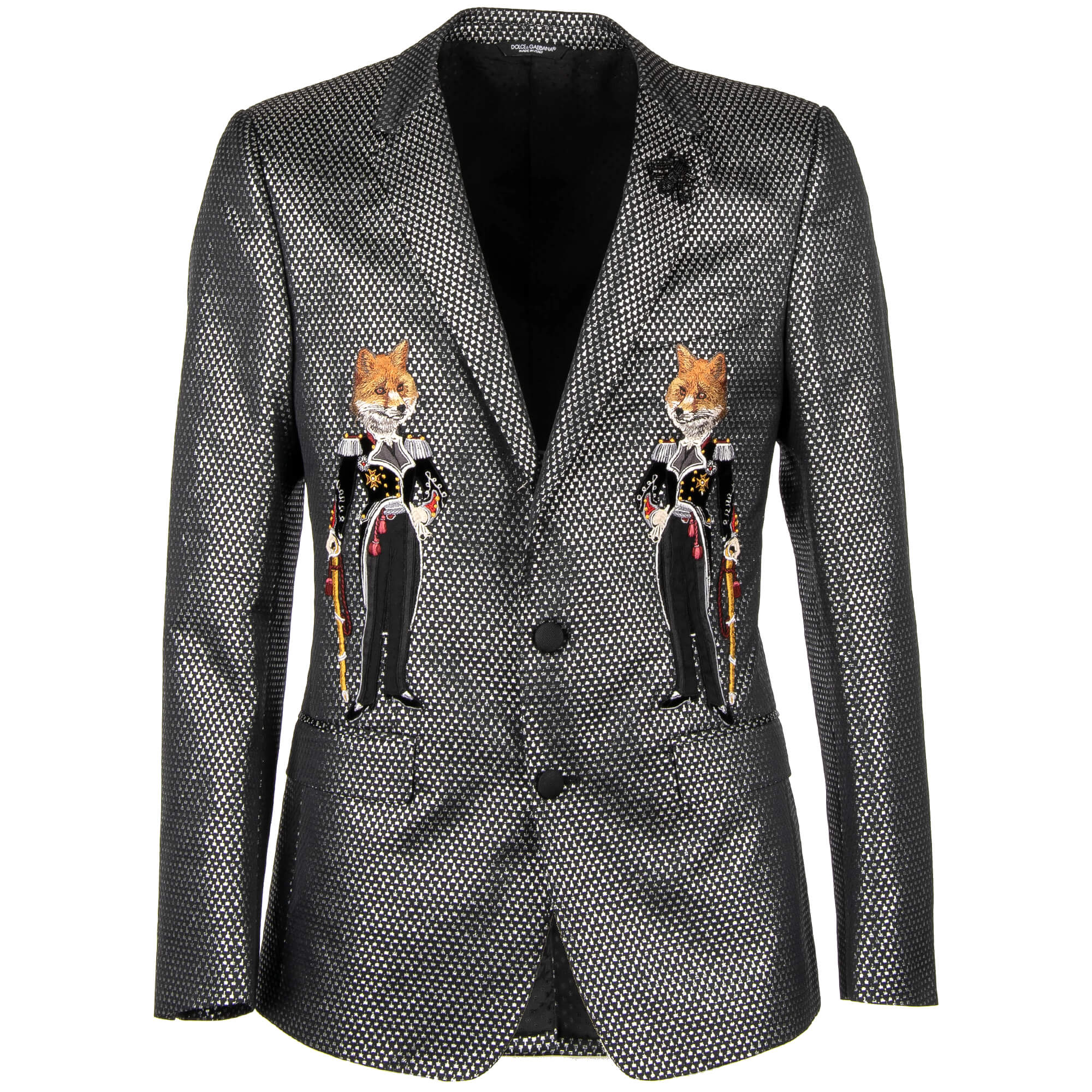 Fox Crystal Bee Tuxedo Blazer Jacket MARTINI Silver 44 US 34 XS