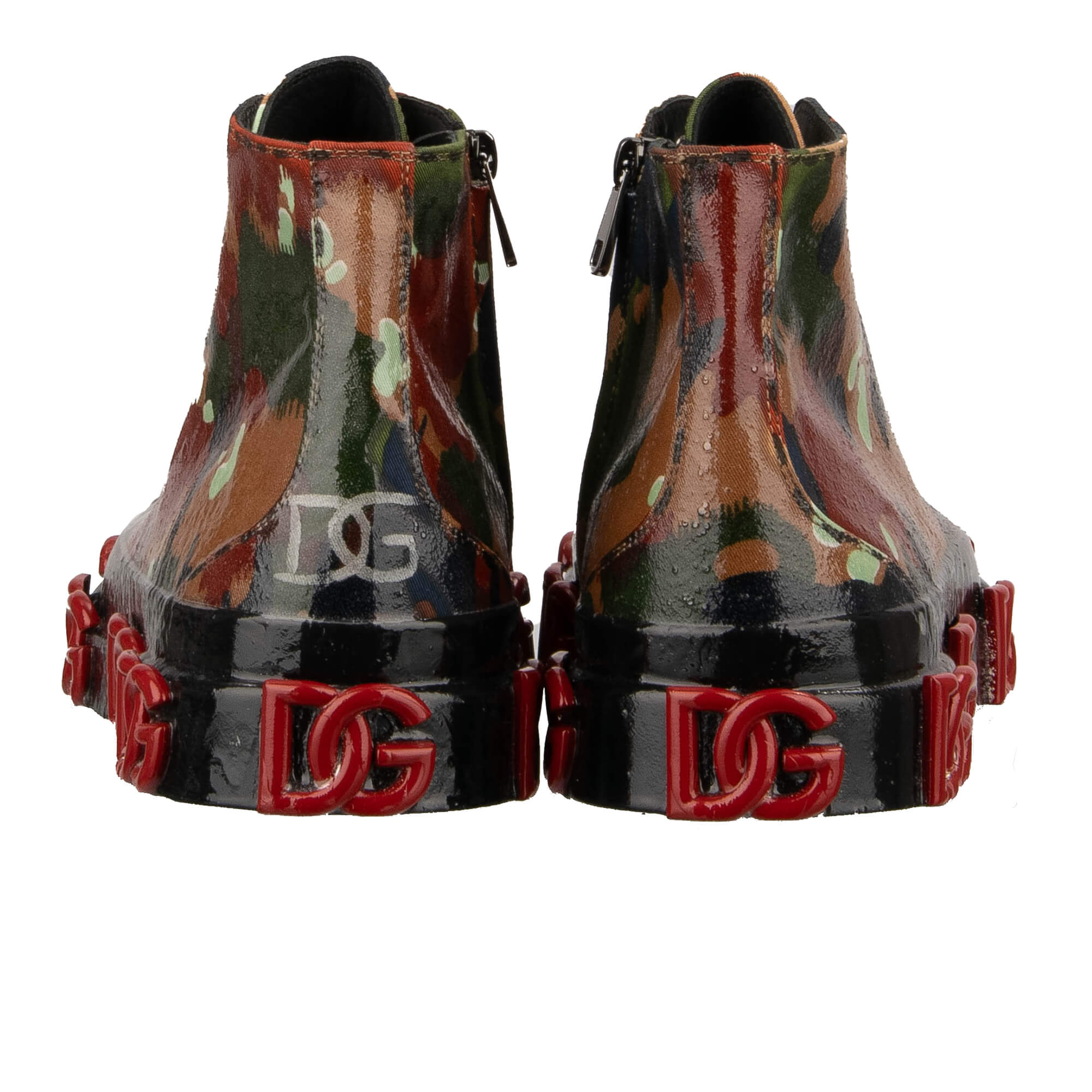 High Top Camouflage Stoff und Leder Sneaker PORTOFINO mit DG Logos und Beschichtung von DOLCE & GABBANA
