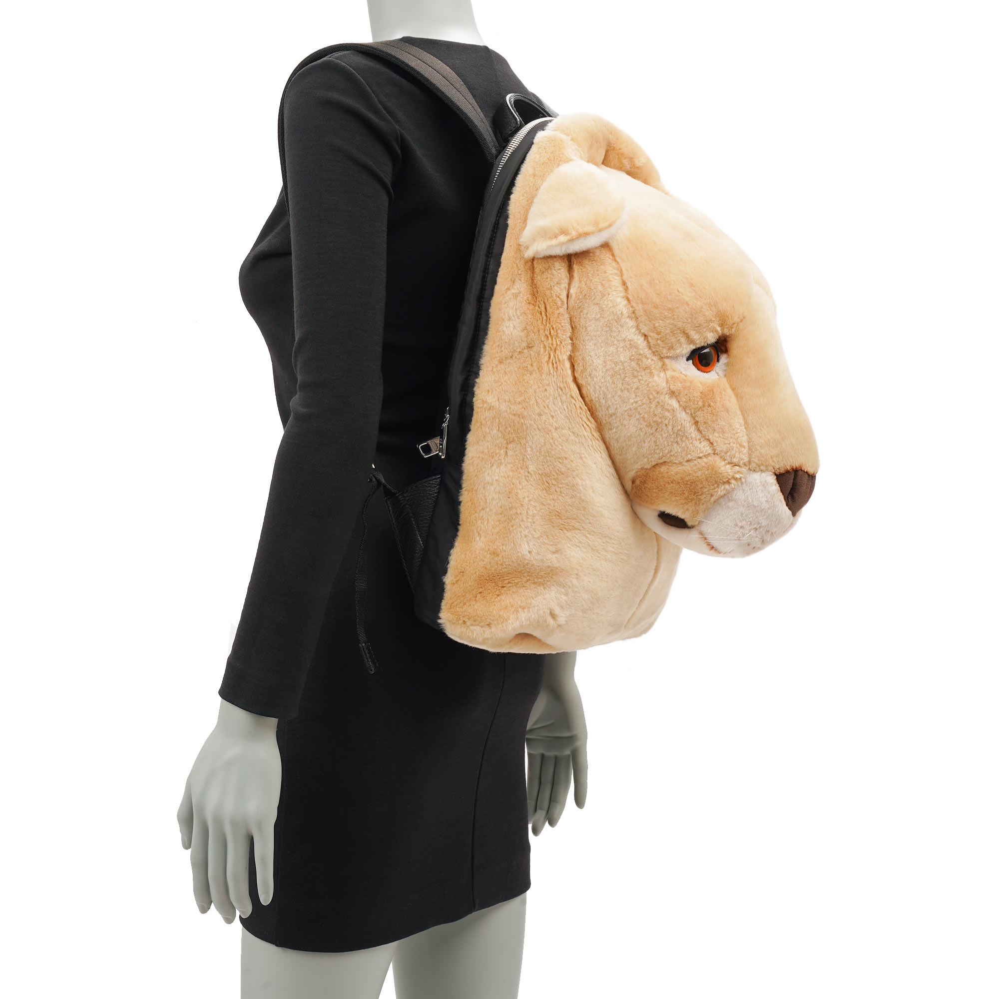 Unisex Faux Fur VULCANO Backpack Bag as Plush Lion Toy with adjustable straps and zip pocket by DOLCE & GABBANA