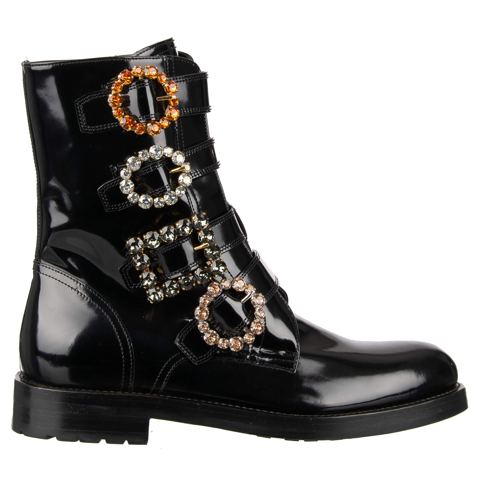 Stiefel / Boots BOY BIKER mit Kristallen Schnallen in Schwarz von DOLCE & GABBANA