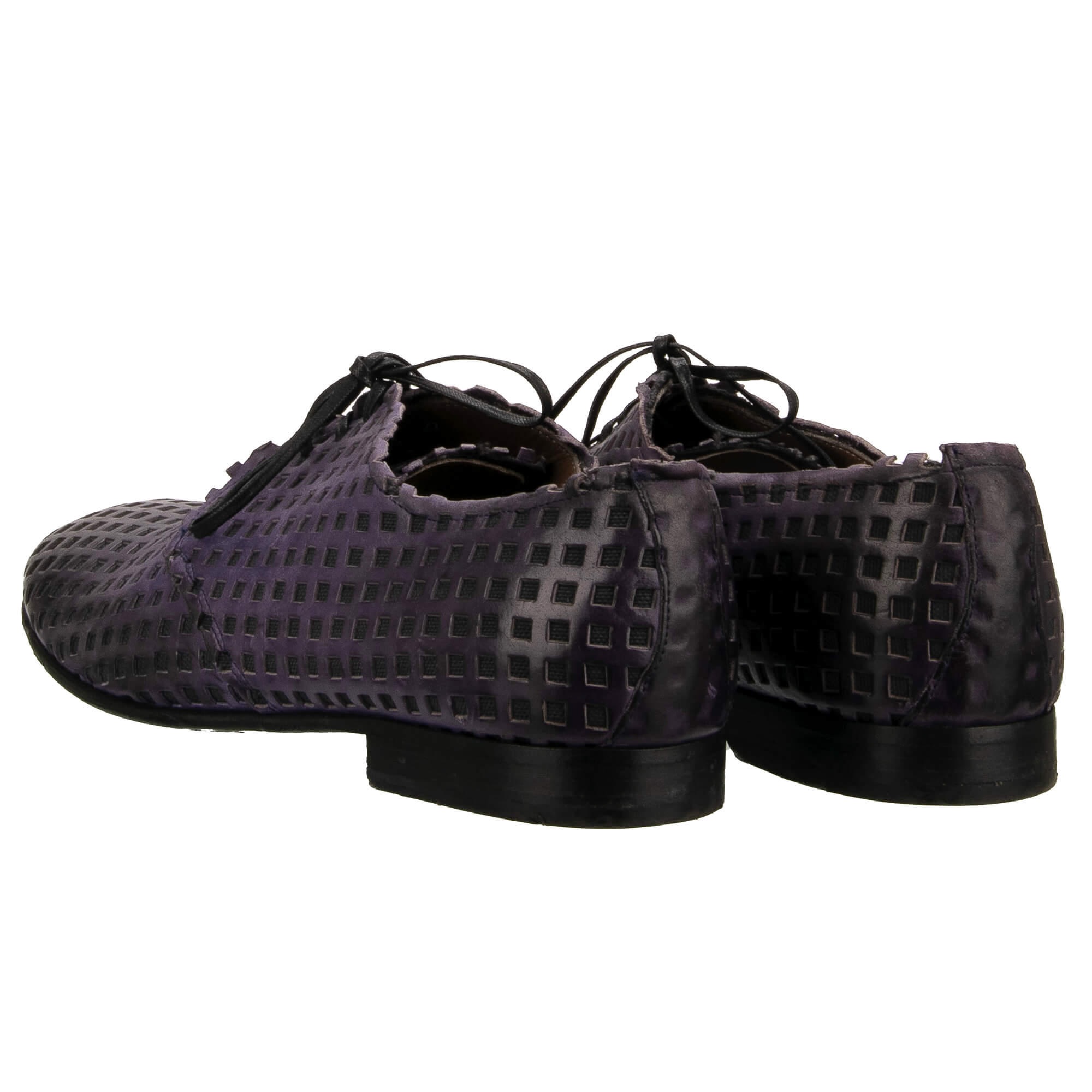 Net Derby Leather Shoes Purple Black 44 UK 10 US 11 display picture 3