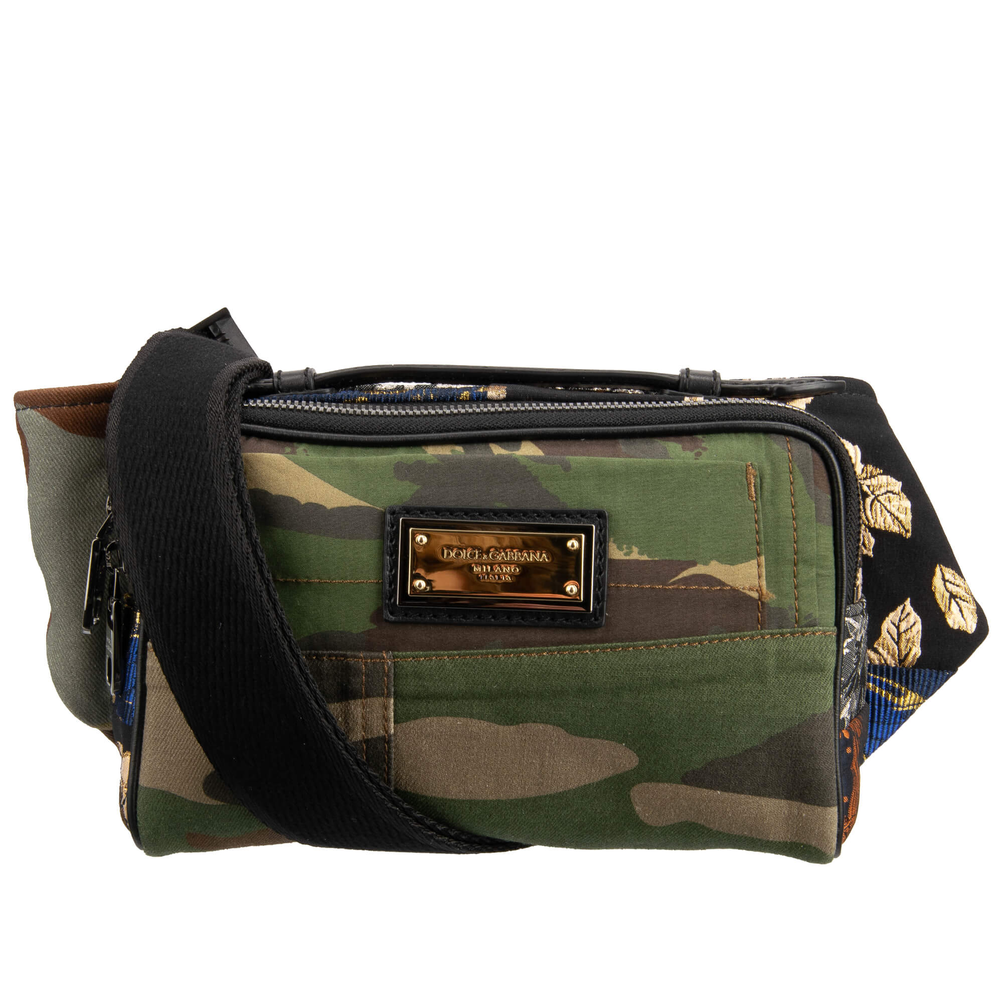 Militär Jacquard DG Metall Gold Logo Tasche Bauchtasche Khaki