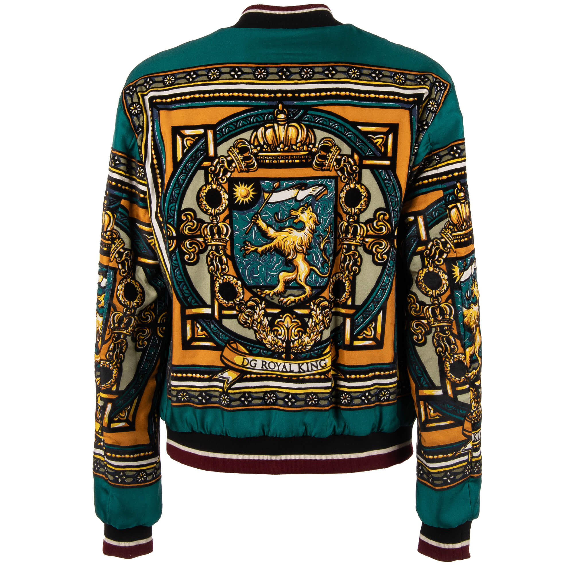 Reversible DG Royal King printed and stuffed bomber jacket with knitted details by DOLCE & GABBANA