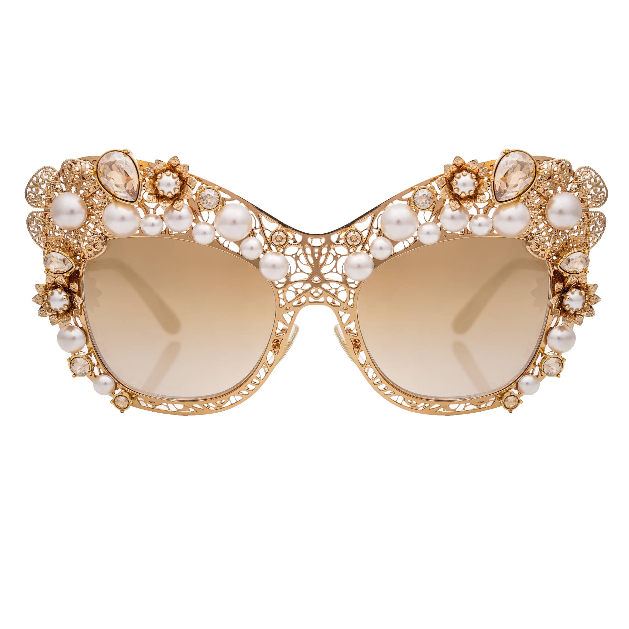 Filigree Baroque Crystal Pearl Metal Sunglasses DG 2188 Gold
