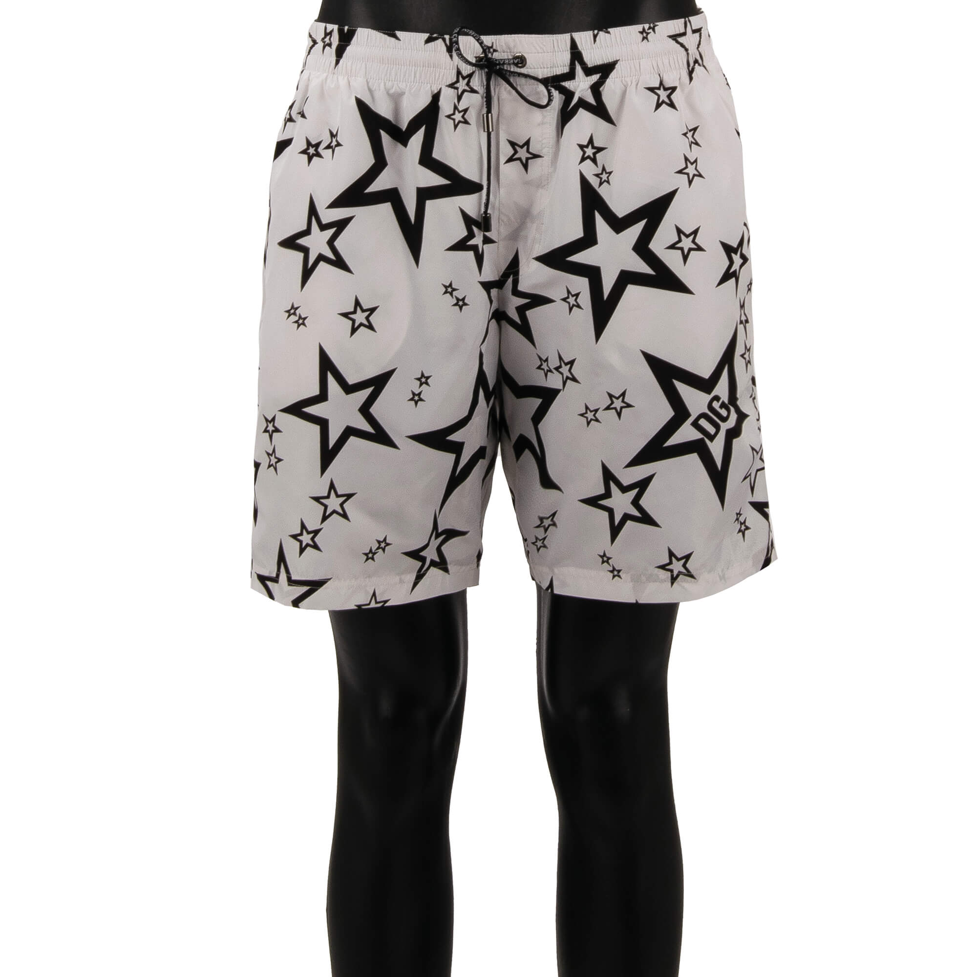 DG Logo Star Beachwear Swim Shorts Trunks Black White 5 L