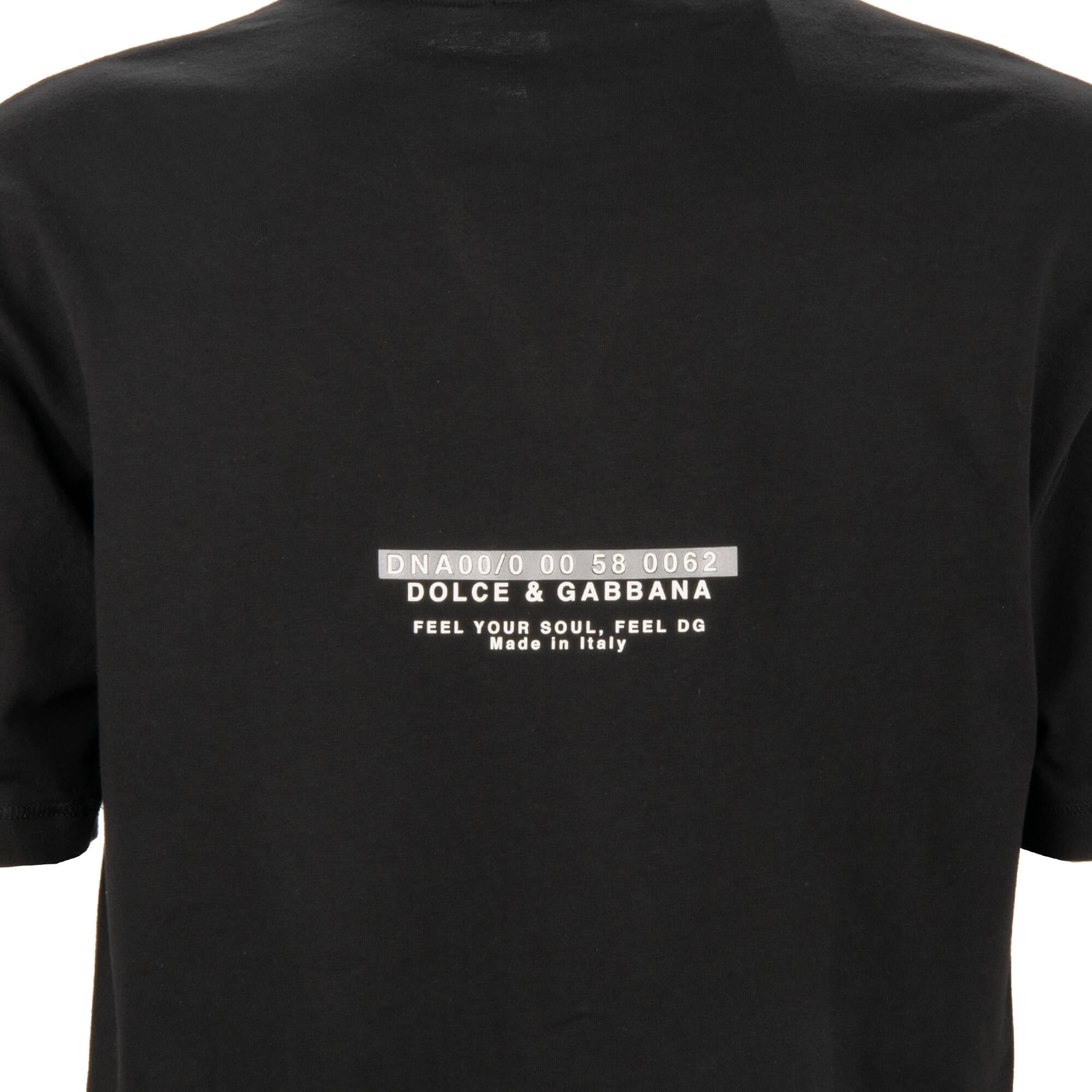 Baumwolle T-Shirt mit DG Logo und Licht reflektierenden Elementen in Schwarz von DOLCE & GABBANA