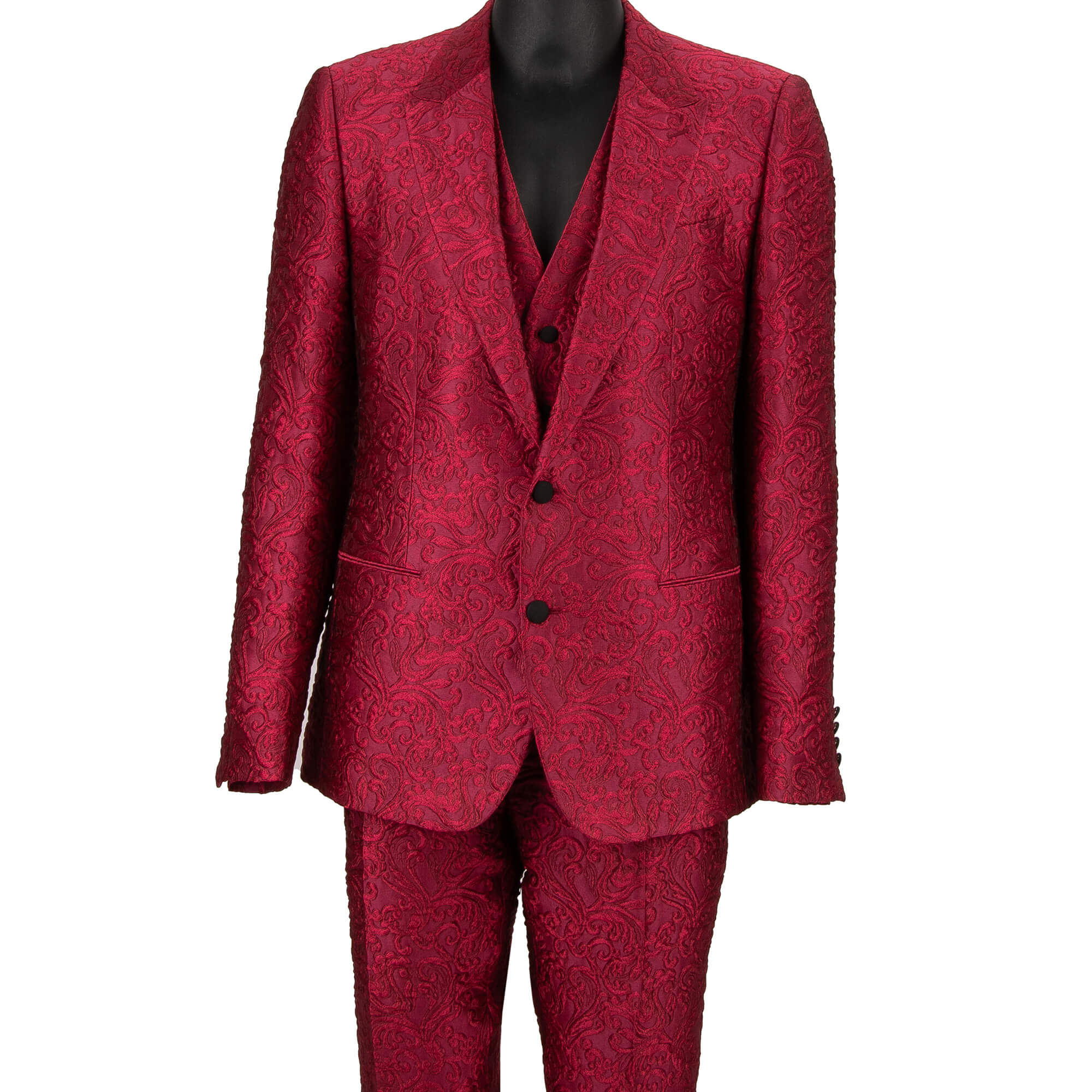 Barock Jacquard 3 Teile SICILIA Anzug Sakko Weste Pink 52 L
