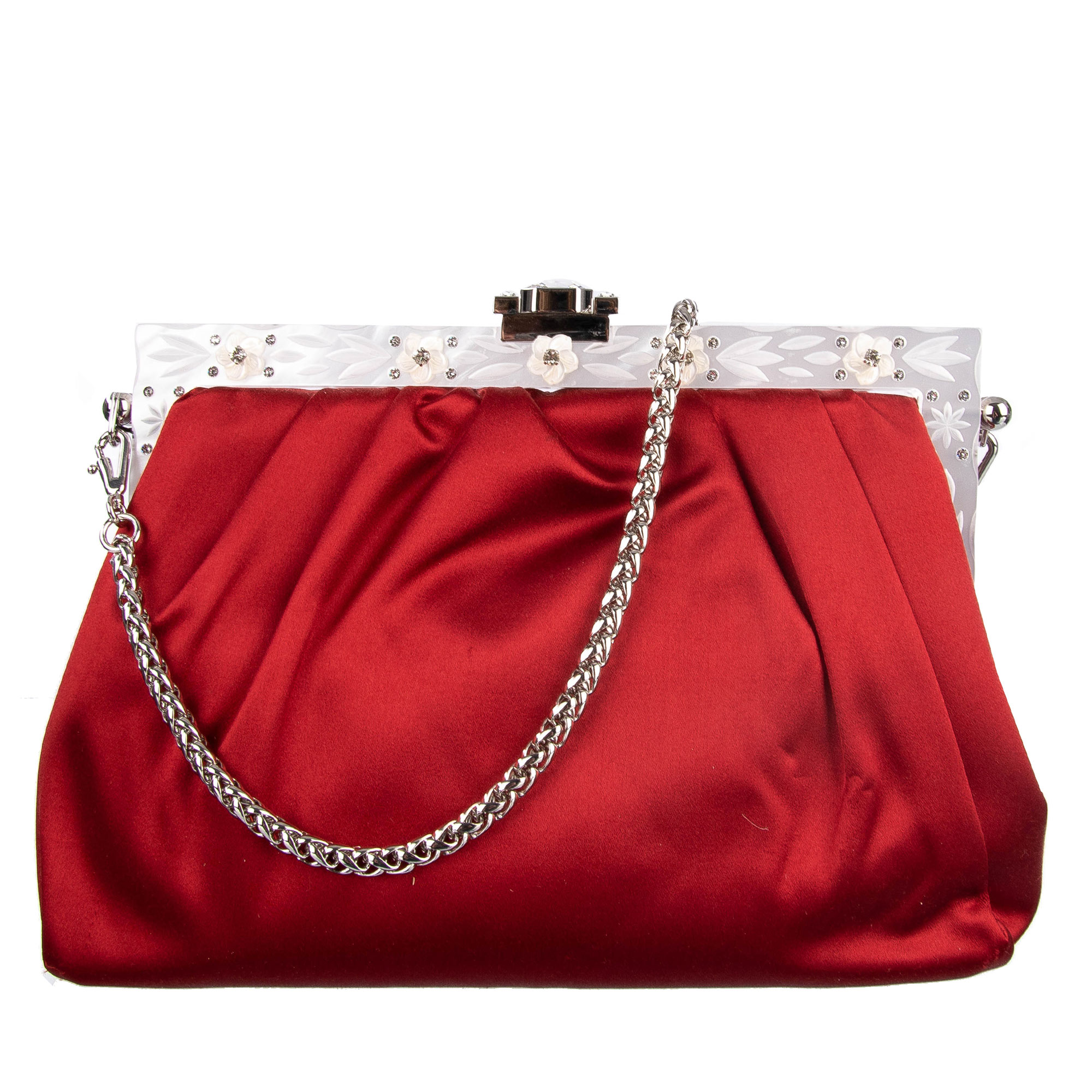 Clutch Tasche VANDA aus Satin Rot
