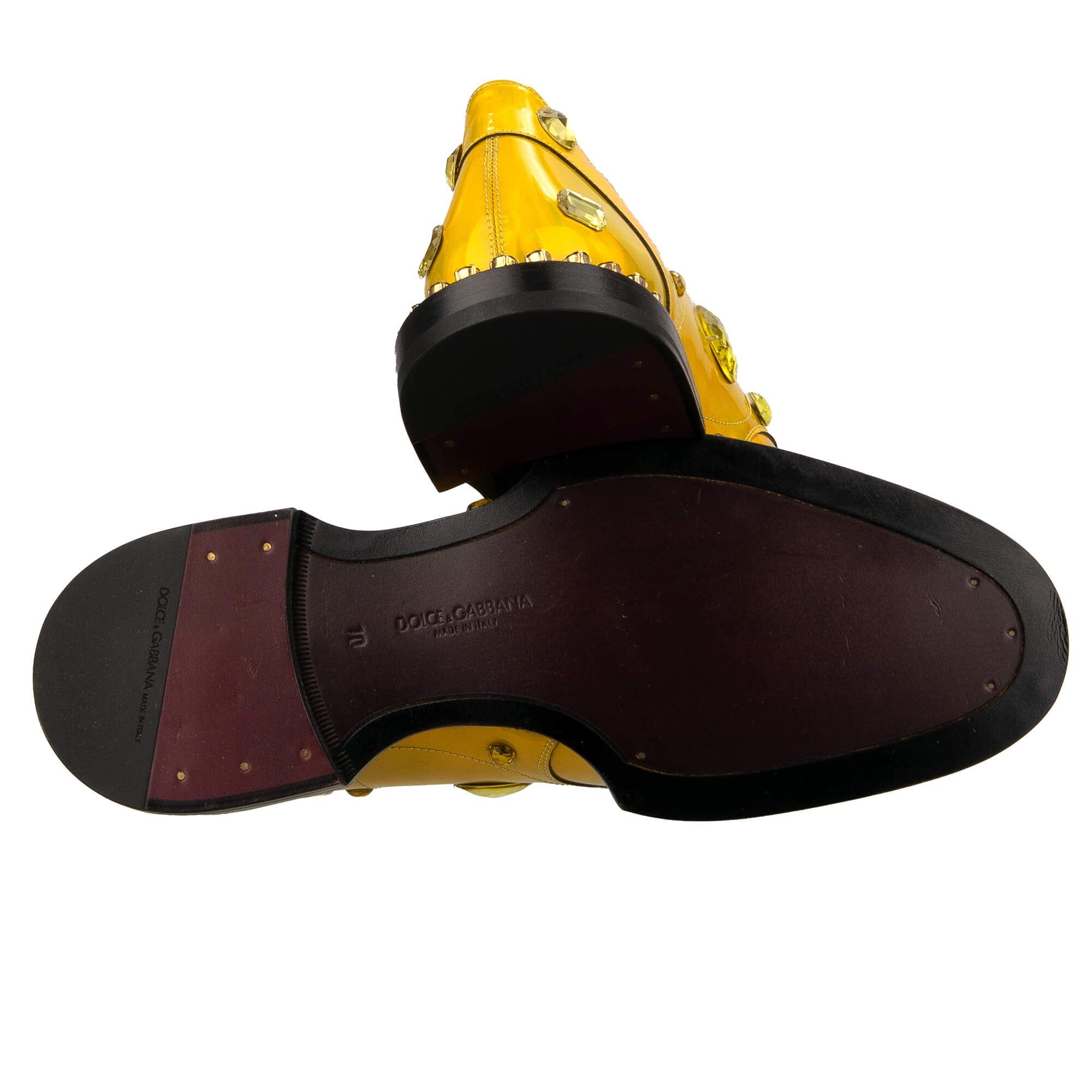 Derby Schuhe RAFFAELLO aus Lackleder mit überall verteilten Kristallen in Gelb Gold von DOLCE & GABBANA