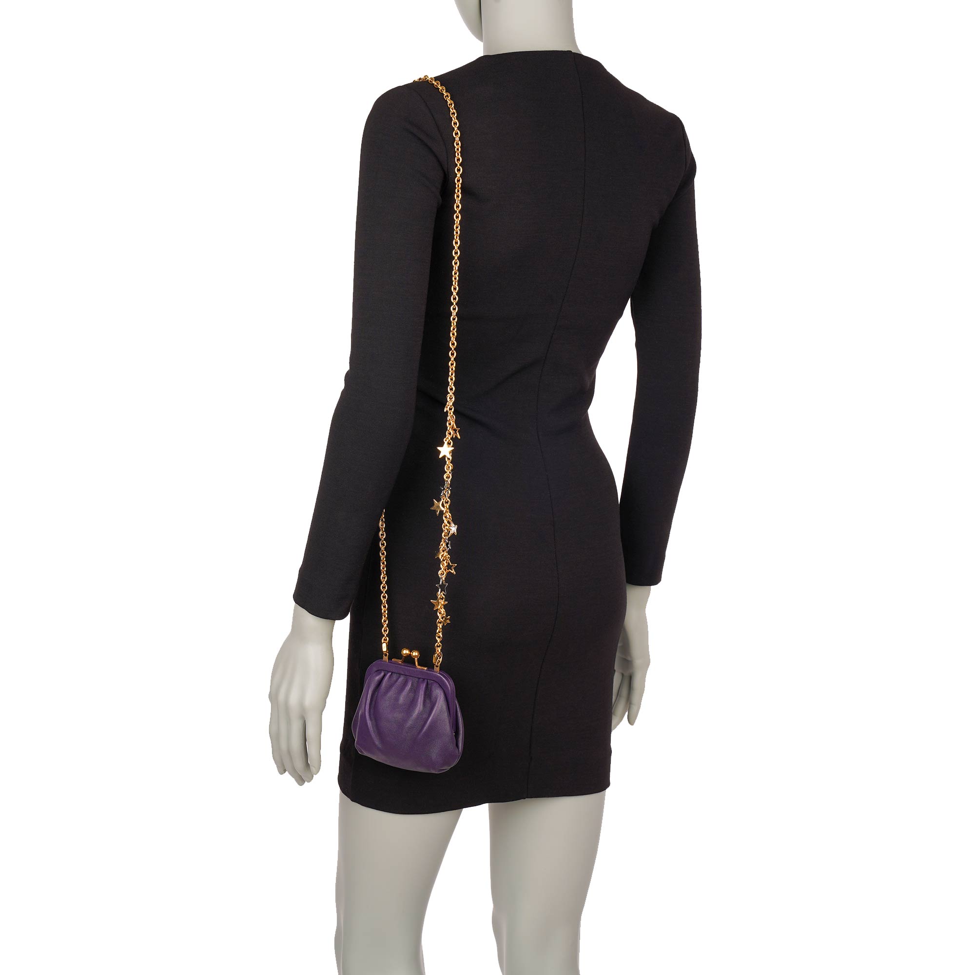 Clutch Portemonnaie Tasche / Schultertasche aus Lammleder mit Kristall Sternen Kettenriemen von DOLCE & GABBANA