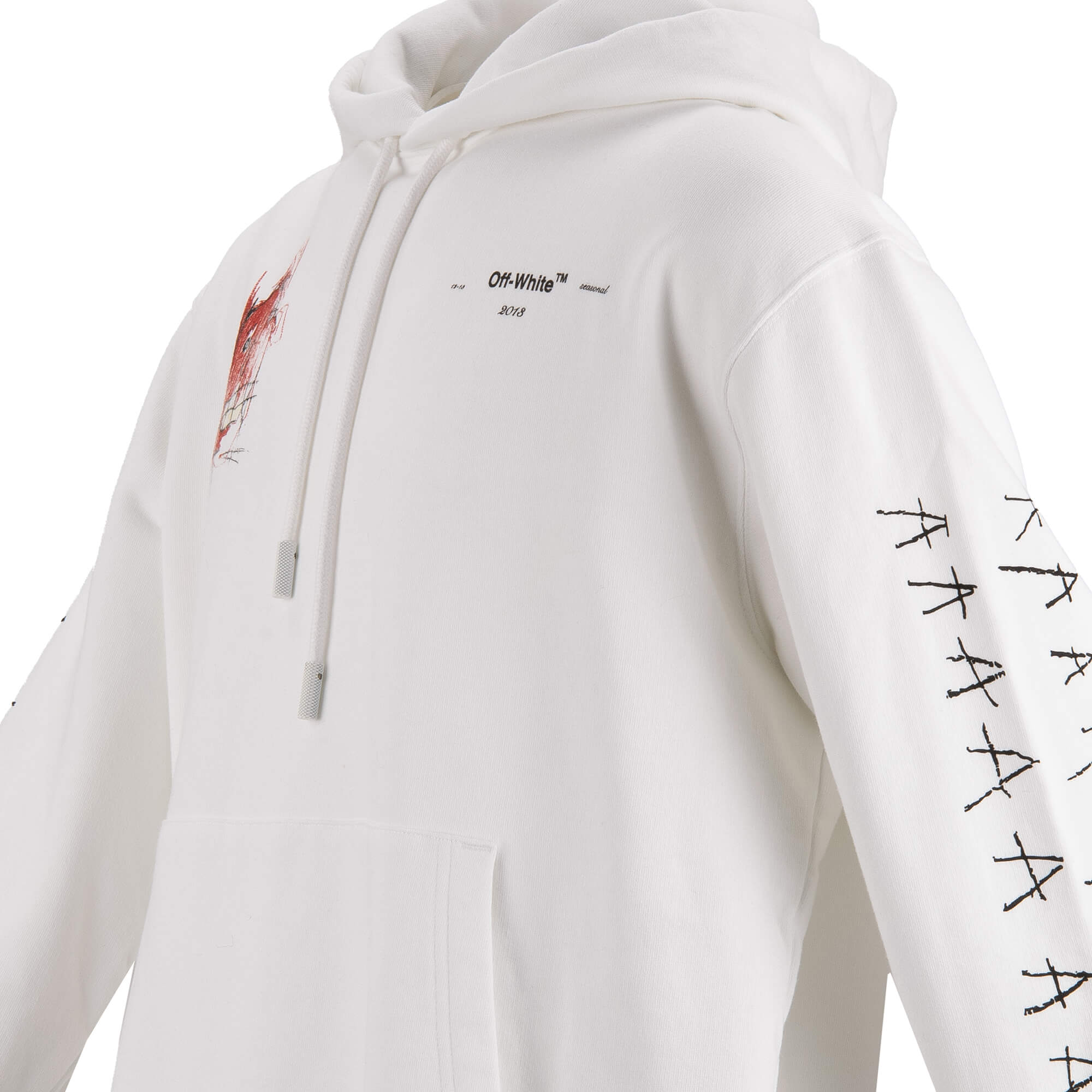 Cotton hooded sweater / hoodie from Jean-Michel Basquiat limited edition with avantgarde graphic and logo print by OFF-WHITE Virgil Abloh