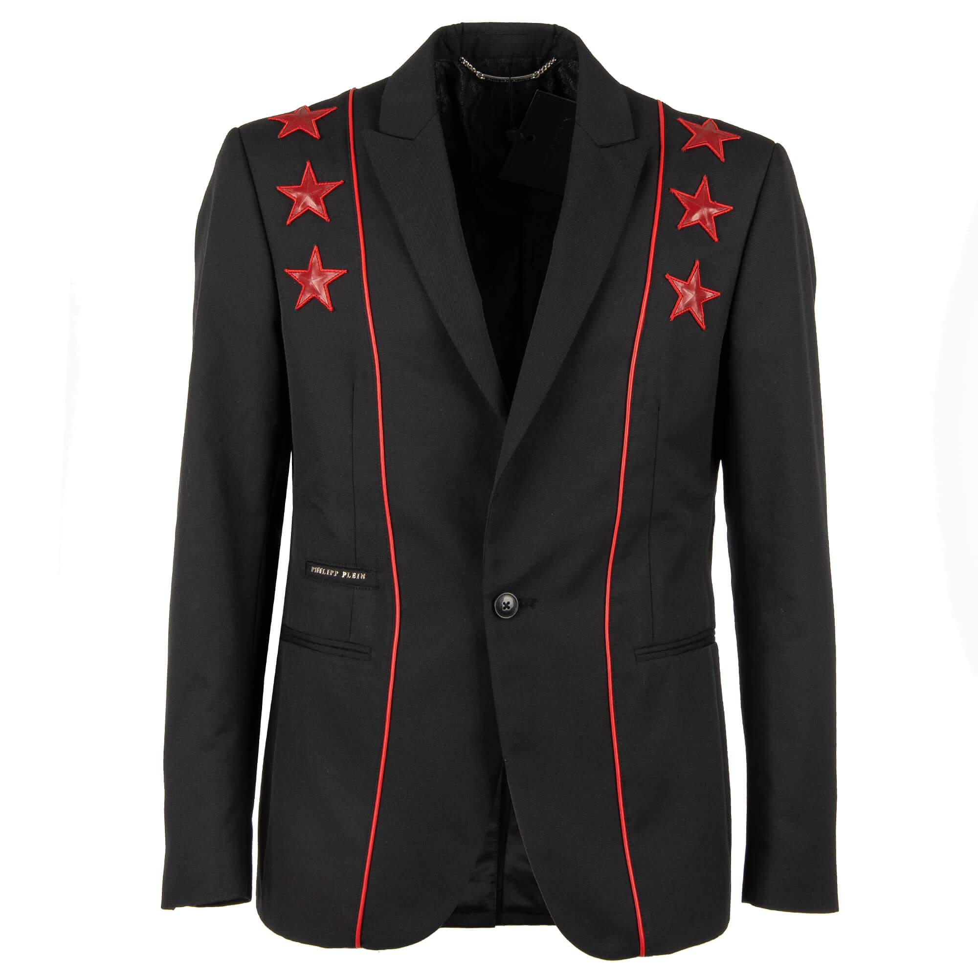 Cotton Blazer BOSSY with Stars and Logo Black Red 50 M-L