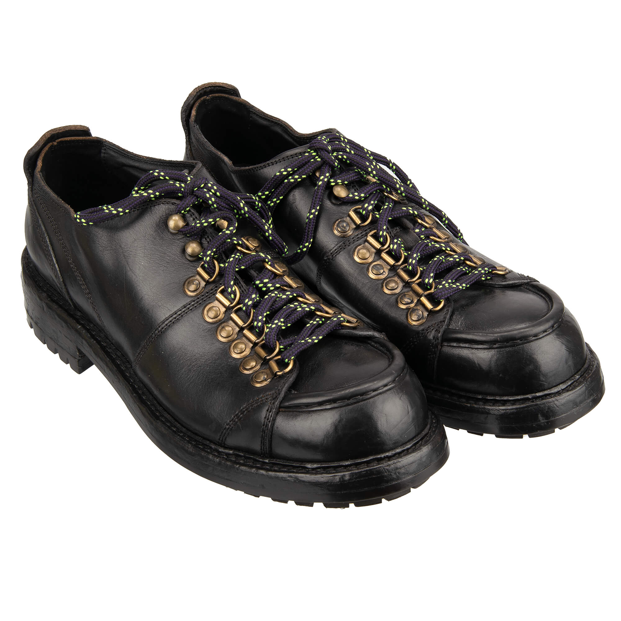 Trekking Stil Derby Schuhe BERNINI aus Pferd Leder in Schwarz von DOLCE & GABBANA