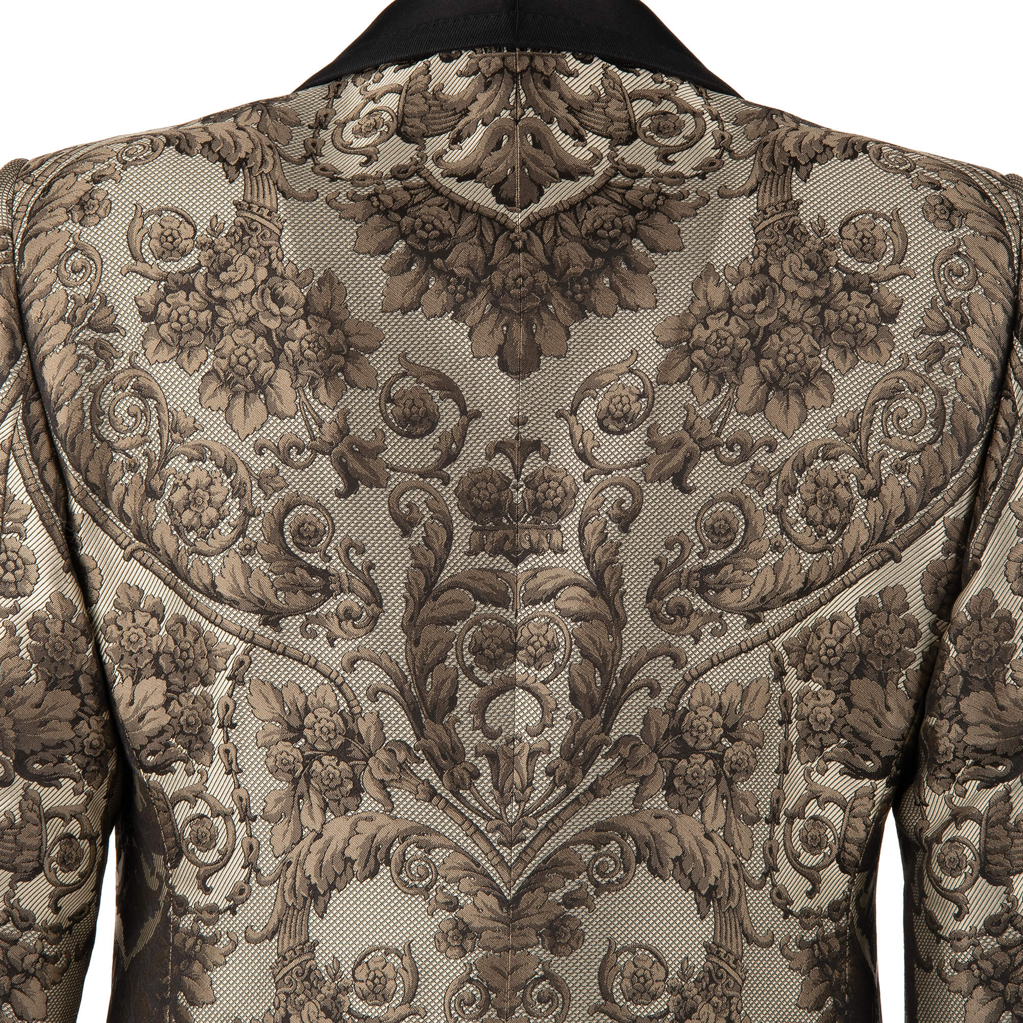 Floral Jacquard Baroque blazer with waistcoat in black and beige by DOLCE & GABBANA