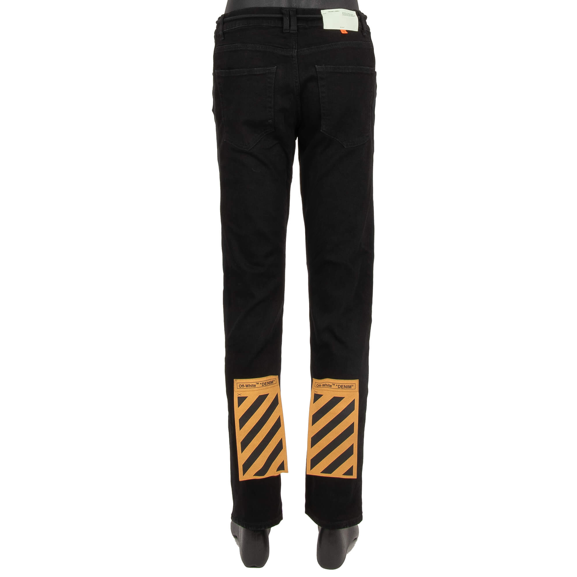 Off-White Fleece Side Panel Jeans mit Patches und Logo Schwarz 33 M