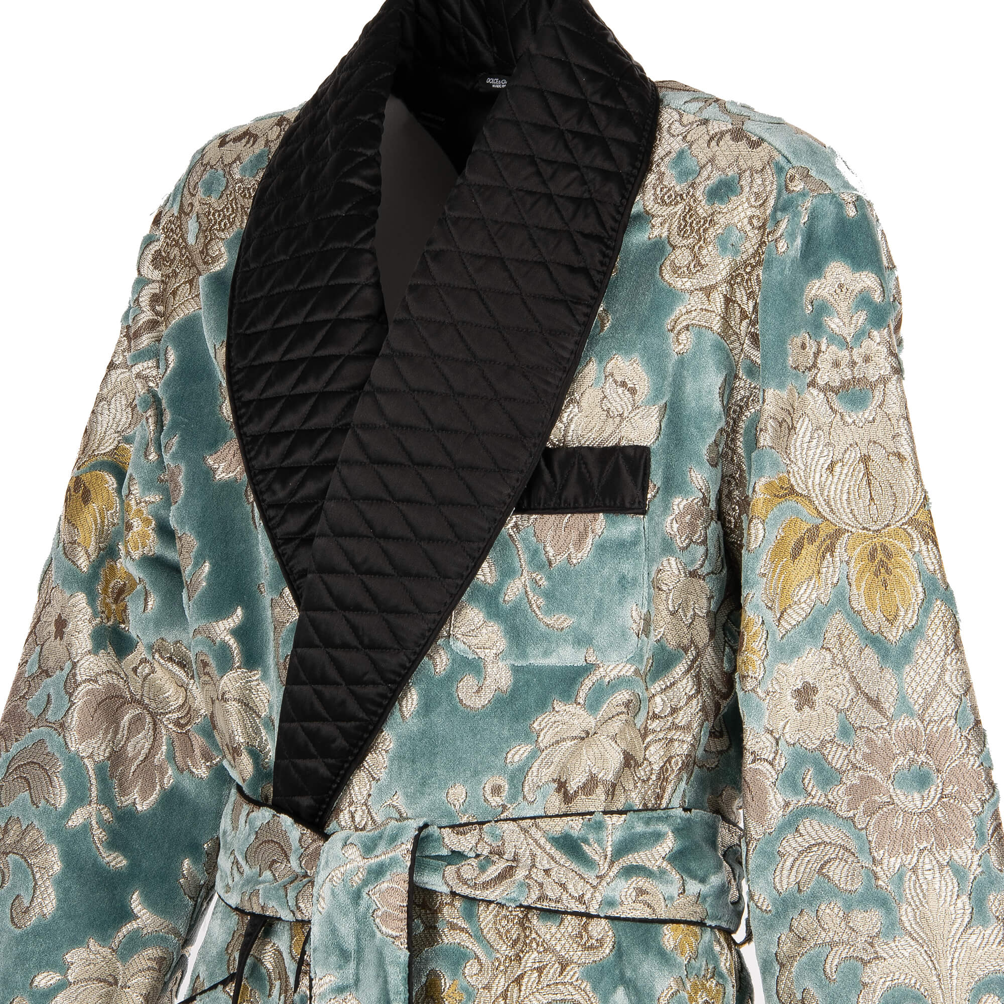 Morgenmantel / Mantel aus Samt Jacquard mit floralem Barock Print und großem Schalkragen von DOLCE & GABBANA