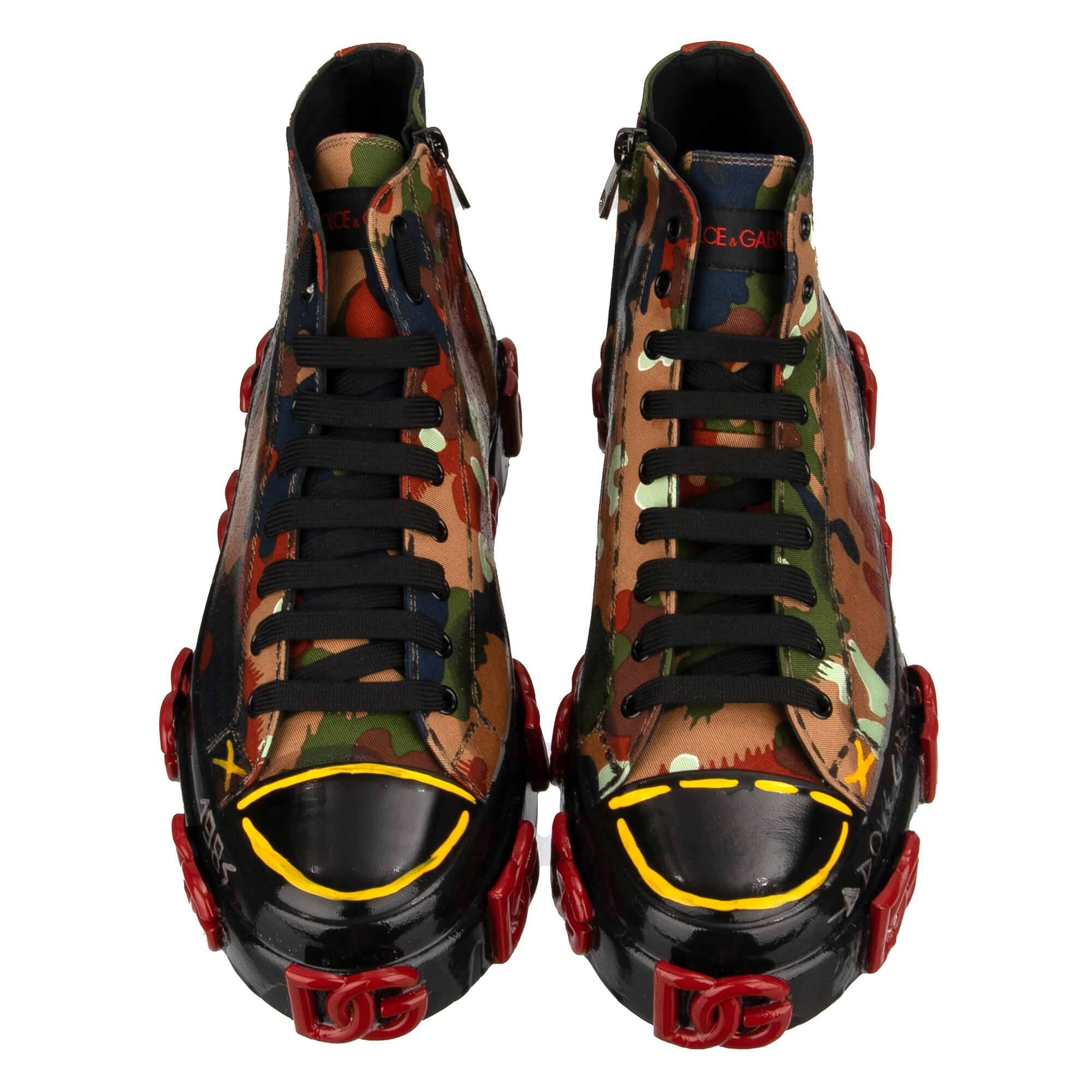 High Top Camouflage Stoff und Leder Sneaker PORTOFINO mit DG Logos und Beschichtung von DOLCE & GABBANA