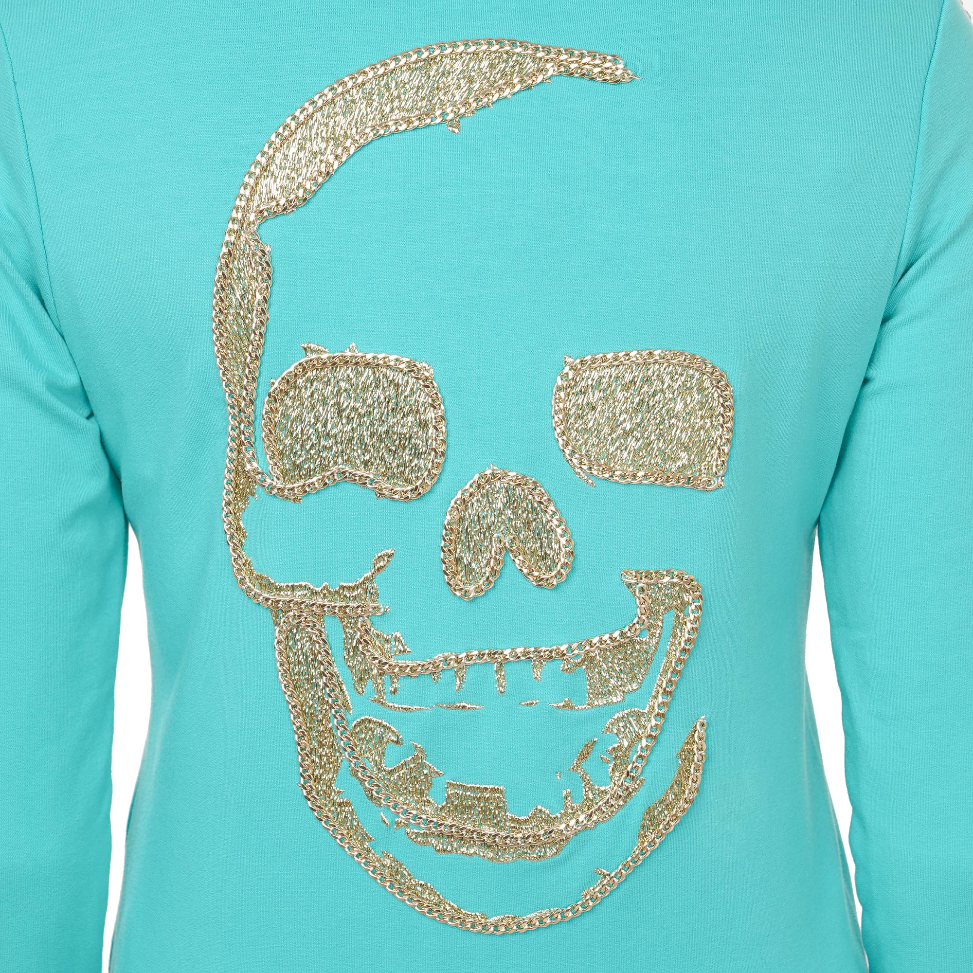 Hoodie Jacke für Damen mit Totenkopf Stickerei auf der Rückseite,Ketten Applikationen und Philipp Plein Logo vorne von PHILIPP PLEIN 