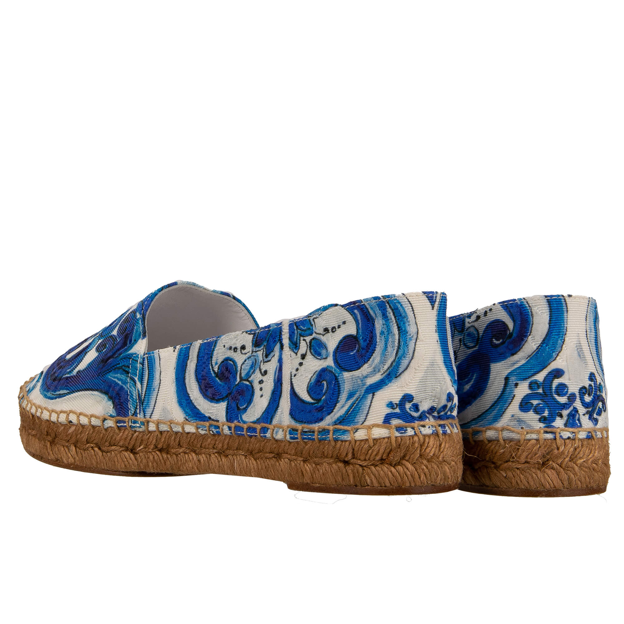 Leichte Espadrilles aus Jacquard mit Majolika Print in Blau und Weiß von DOLCE & GABBANA