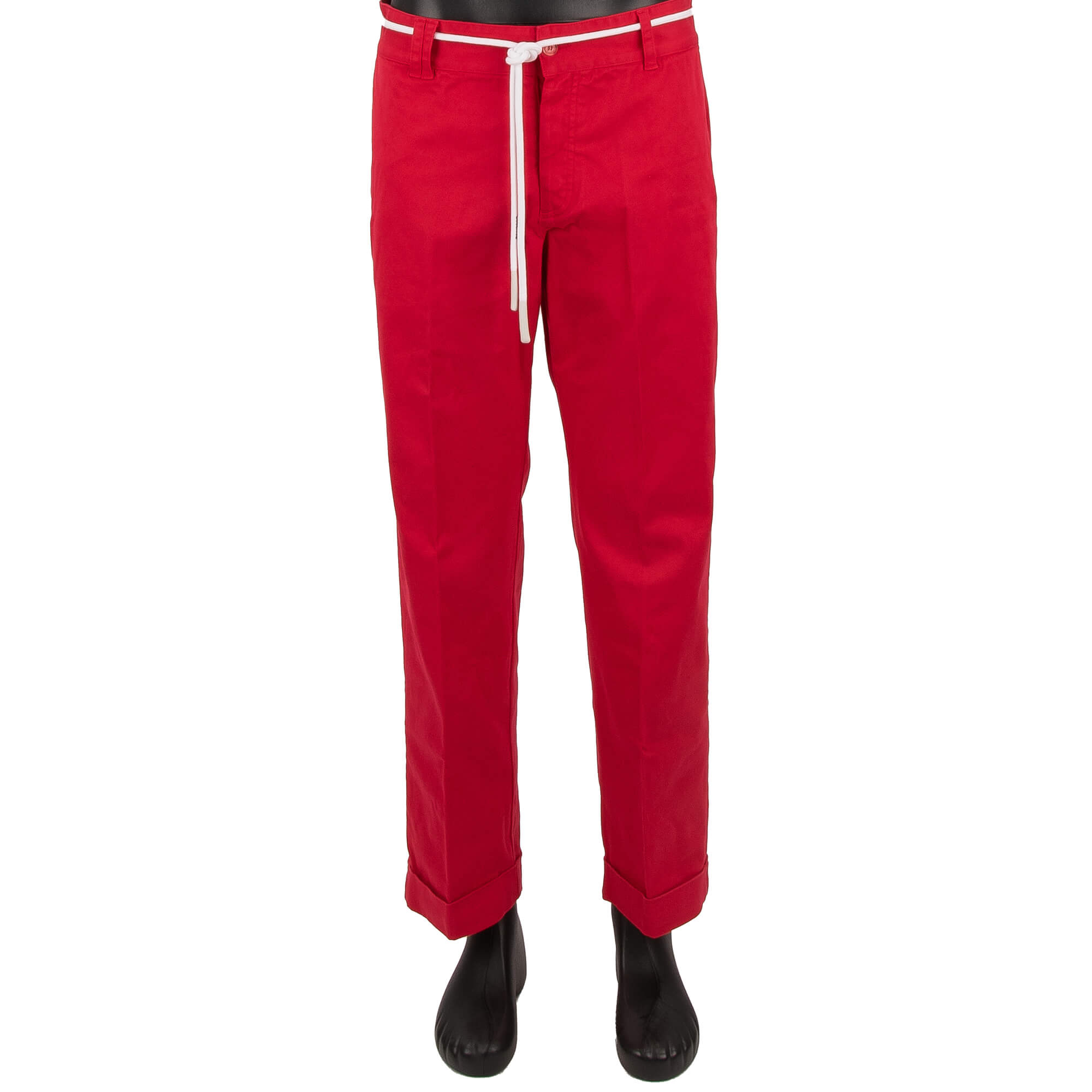 Virgil Abloh Cropped Wide Leg Baumwolle Hose mit Logo Stickerei Rot 32 M