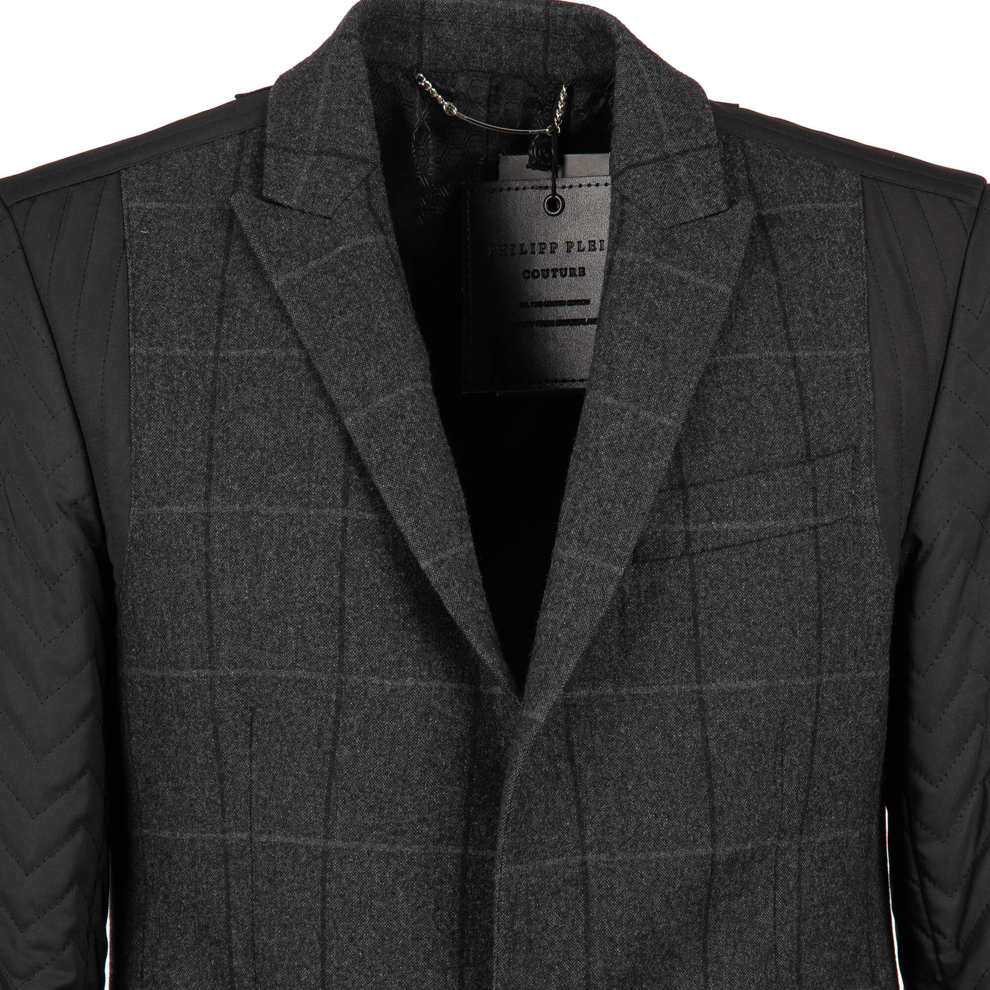 Jacket / Suit Blazer MASON made of wool with checked pattern, polyester sleeves and front logo by PHILIPP PLEIN