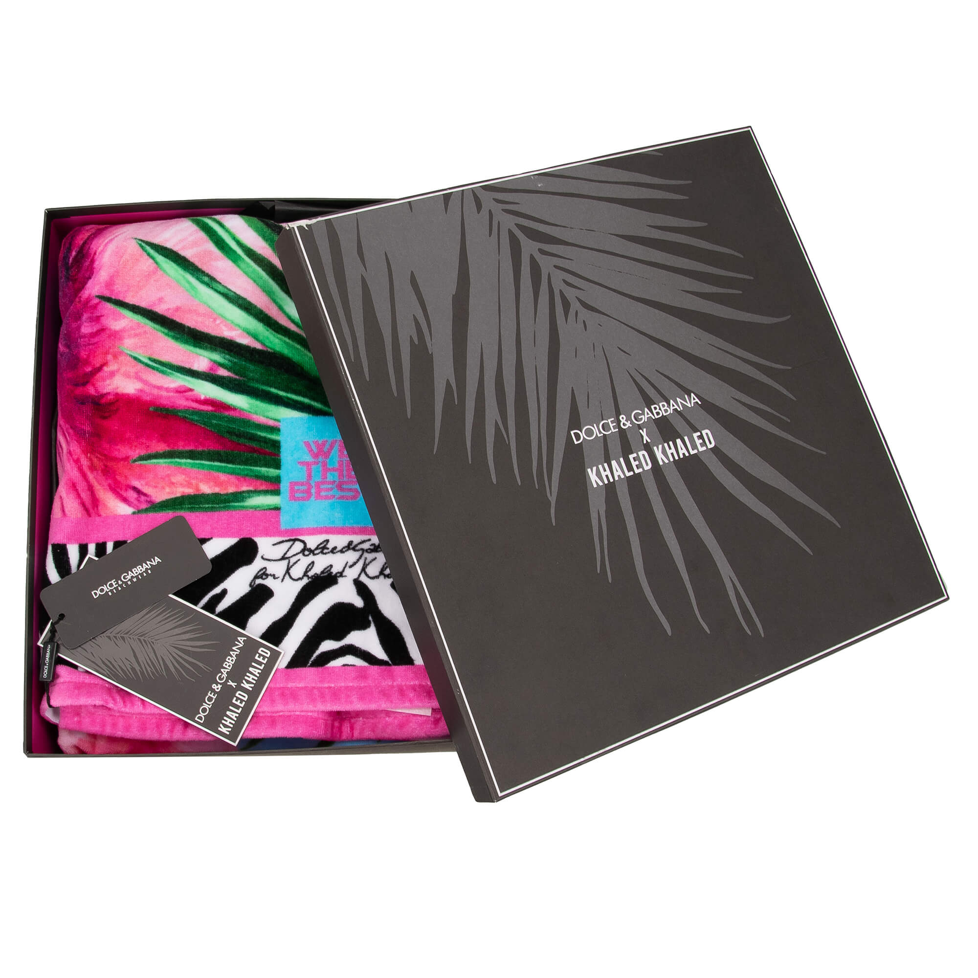 DJ Khaled Flamingo Zebra Palm Leaf Beach Towel Blue White Pink