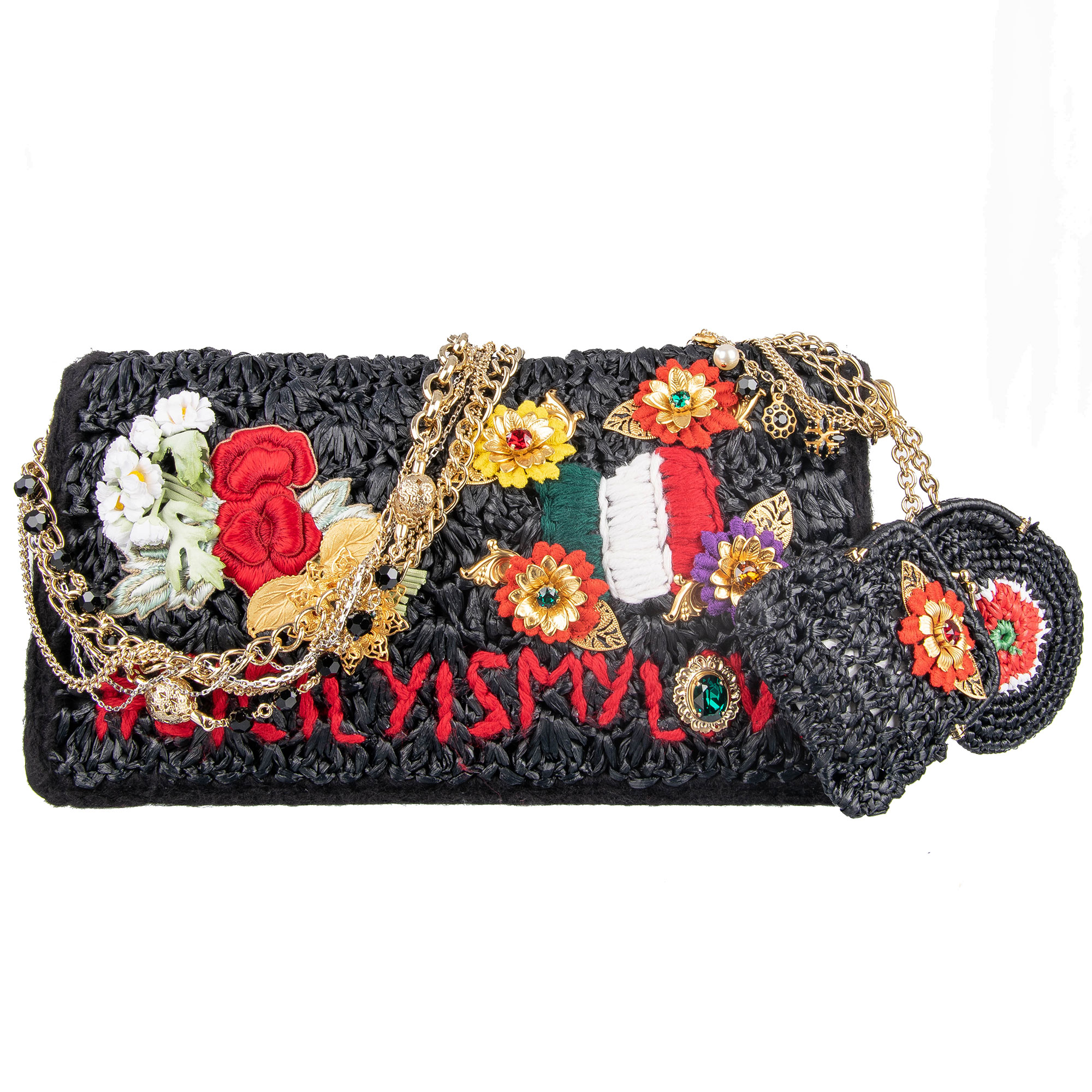 SICILY Embellished Beaded Straw Bag ROSA