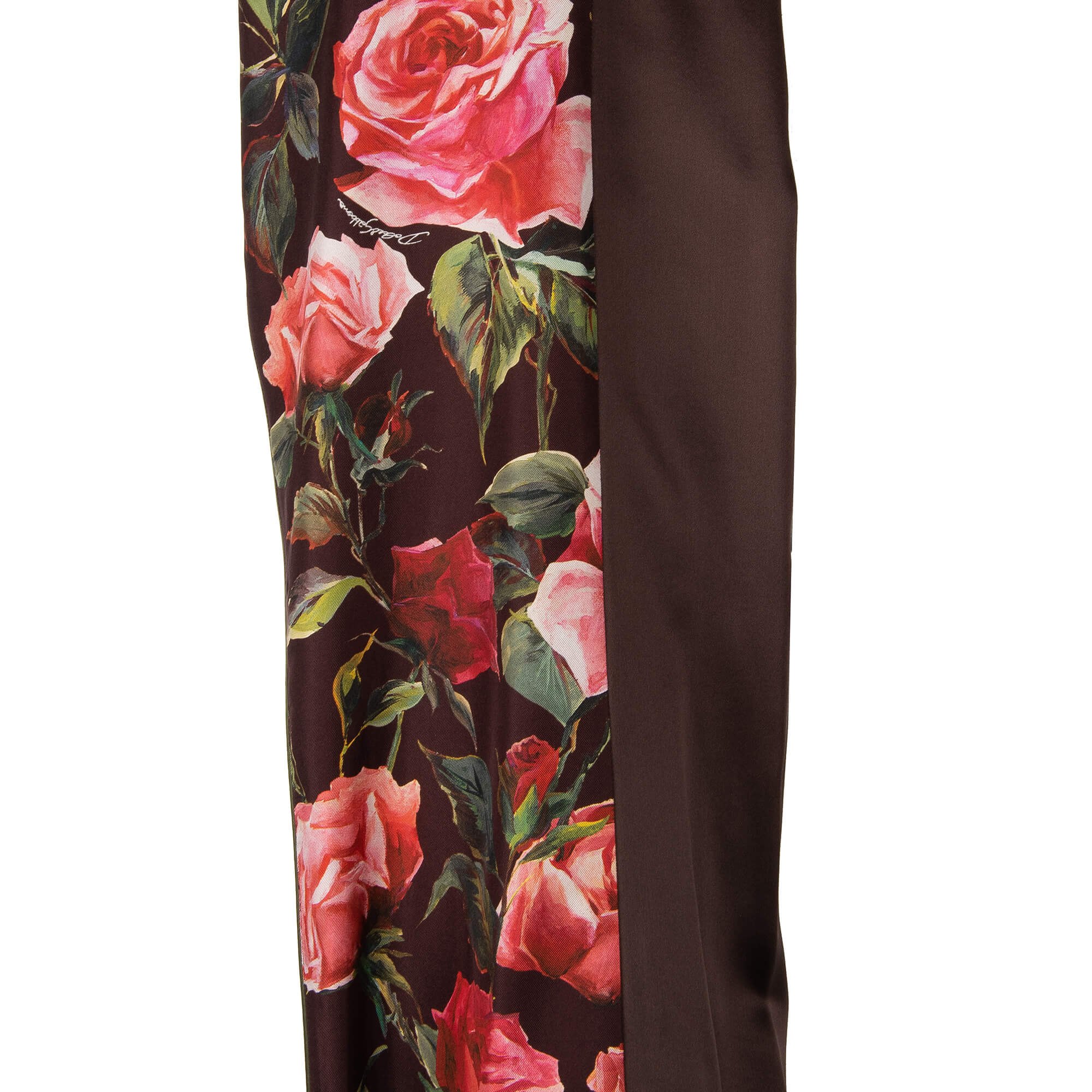Silk Coat / Robe with roses print and large shawl collar in red, green and bordeaux by DOLCE & GABBANA