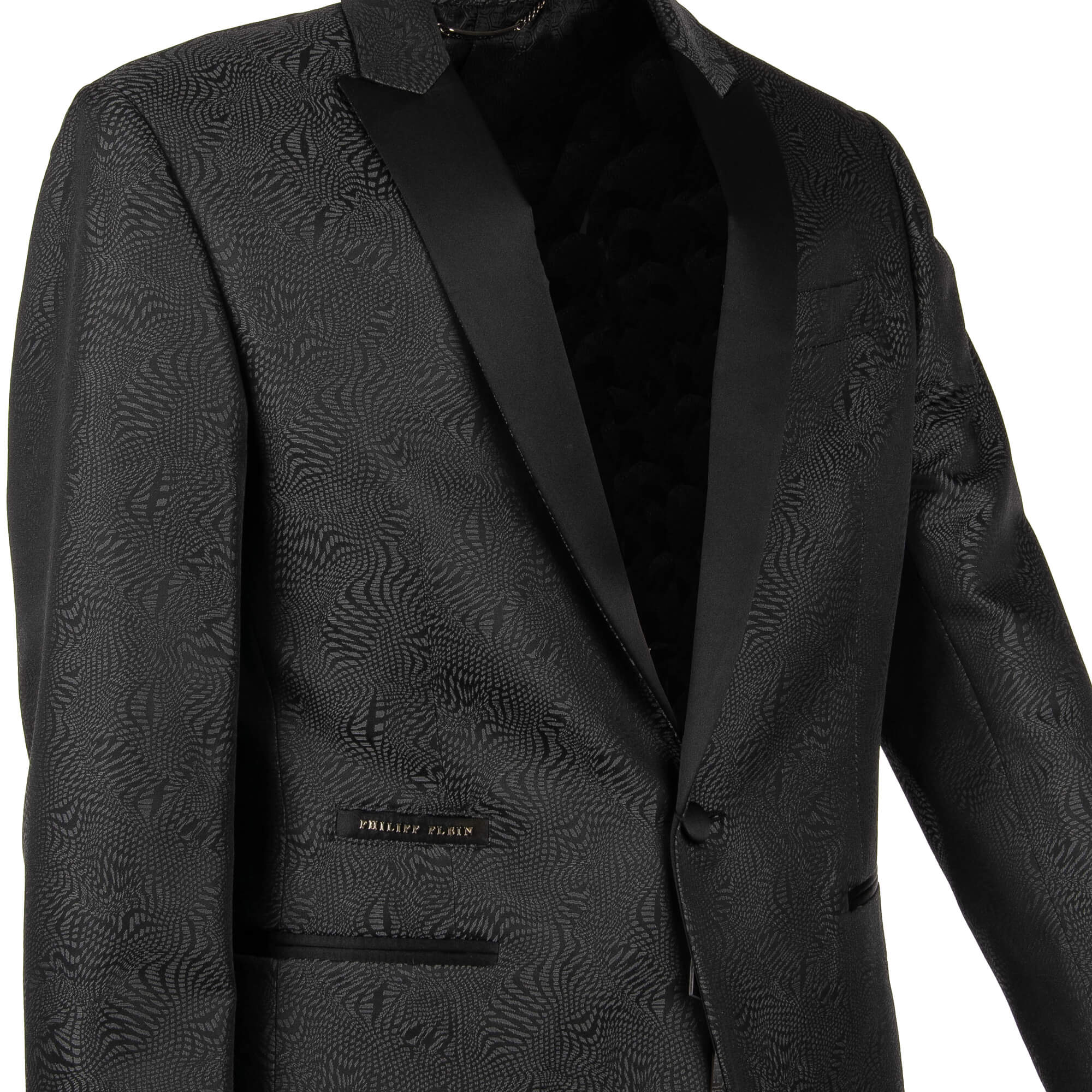 Printed Blazer LOWER with contrast satin reverse and logo in front by PHILIPP PLEIN