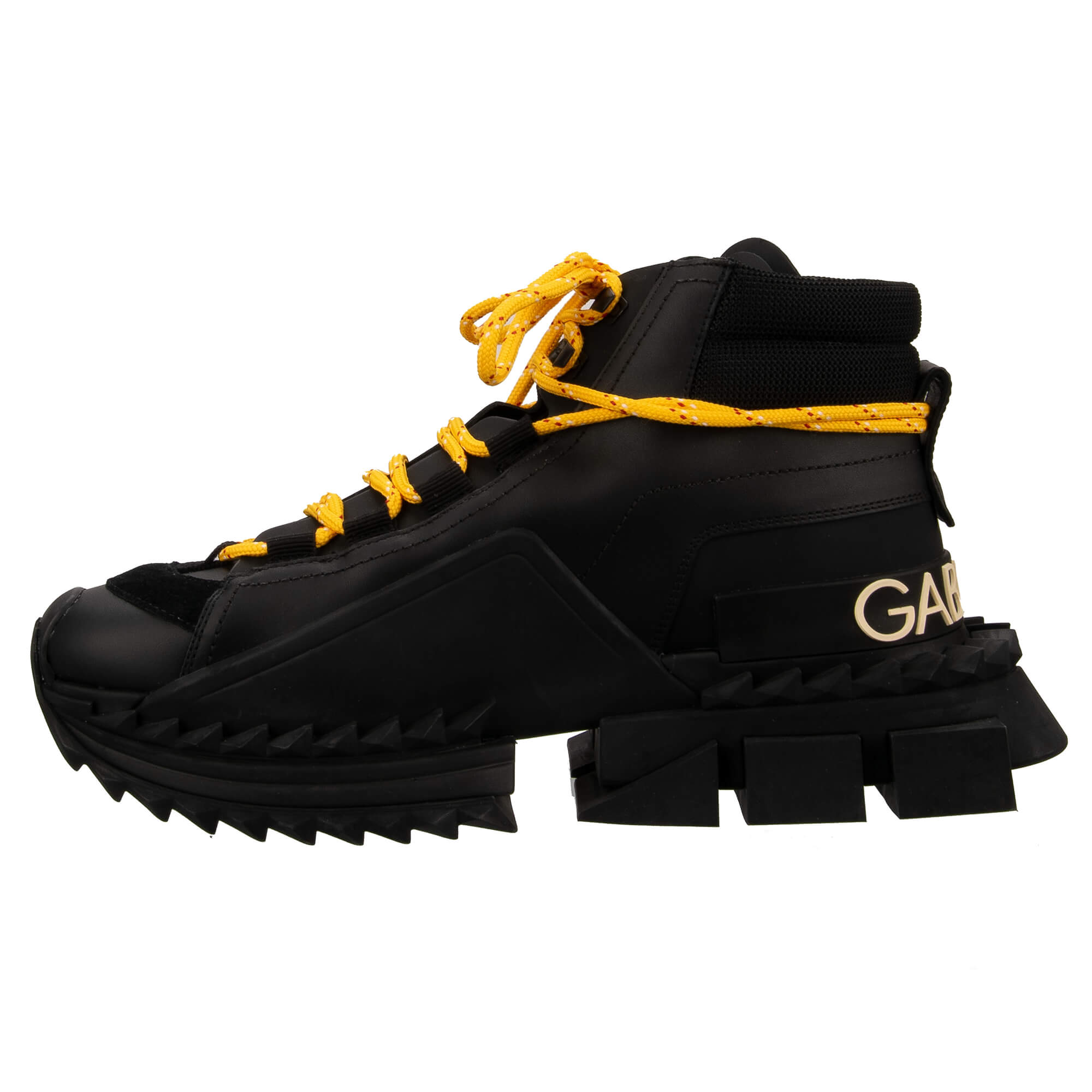 Lace-Up High Top Sneaker SUPER KING for men with platform and DG logo in black by DOLCE & GABBANA