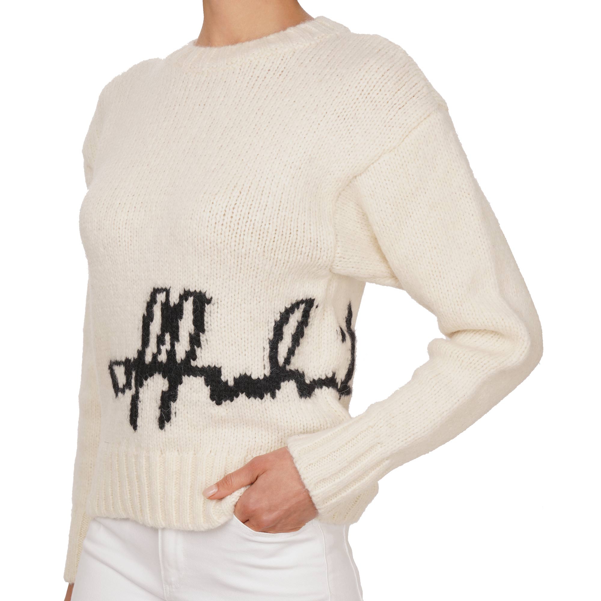 Wolle Mischung Sweater / Pullover mit Logo in Weiß und Schwarz von OFF-WHITE c/o Virgil Abloh