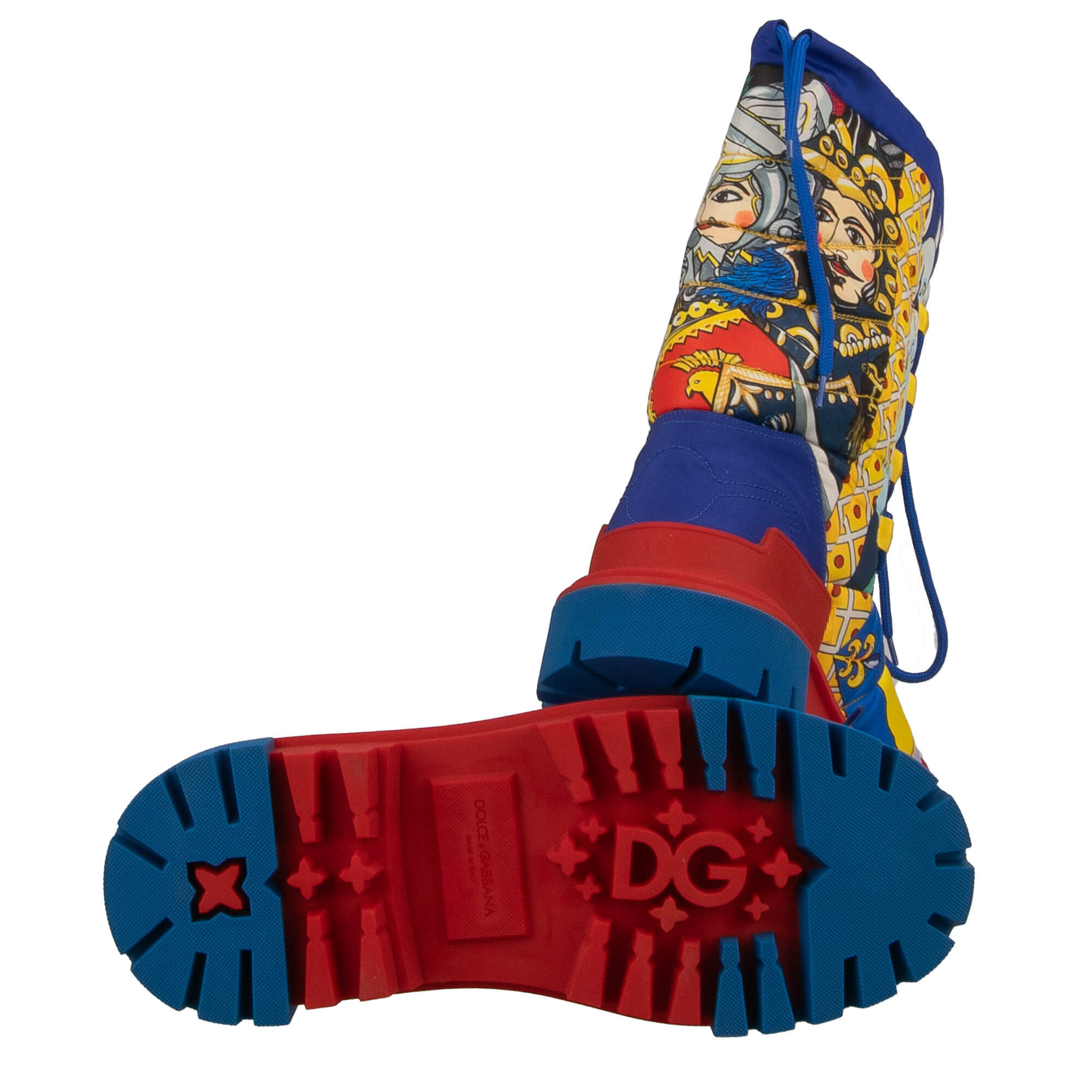 Schnee Stiefel mit Carretto Siciliano Print in Rot und Blau von DOLCE & GABBANA