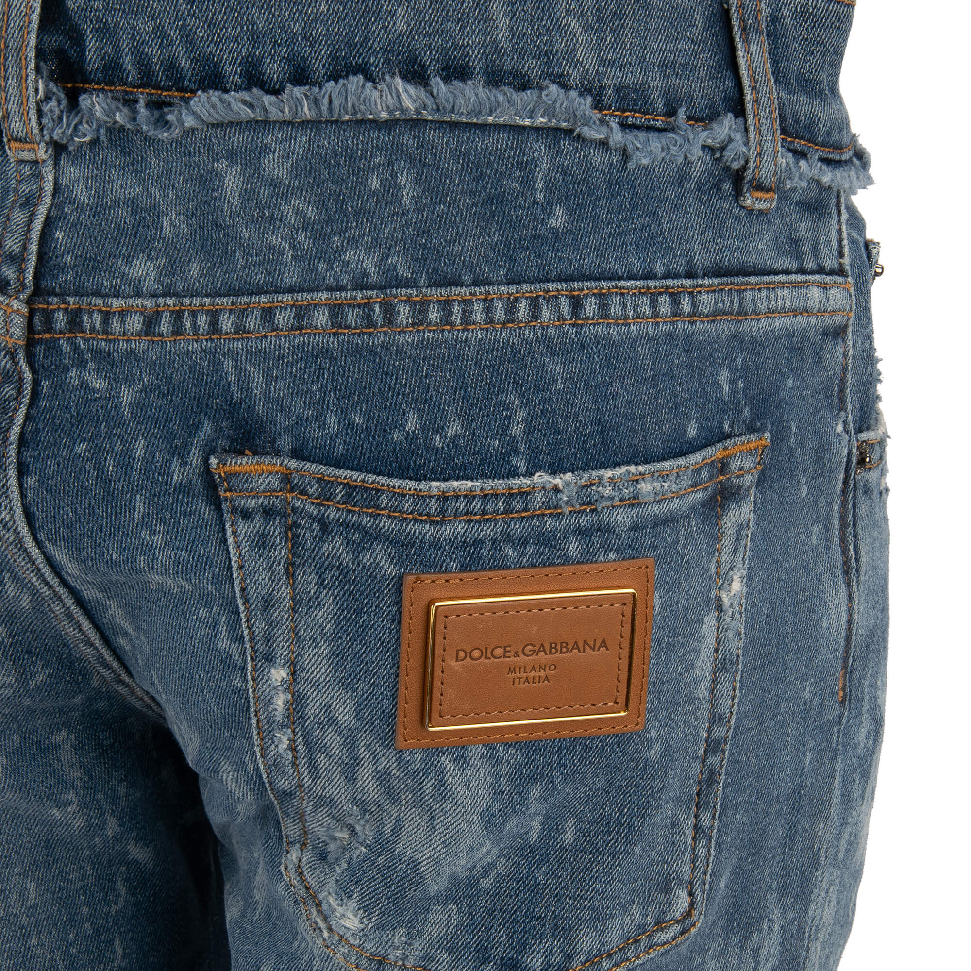 DG Leather Logo 5-Pockets Jeans SKINNY Blue | 46