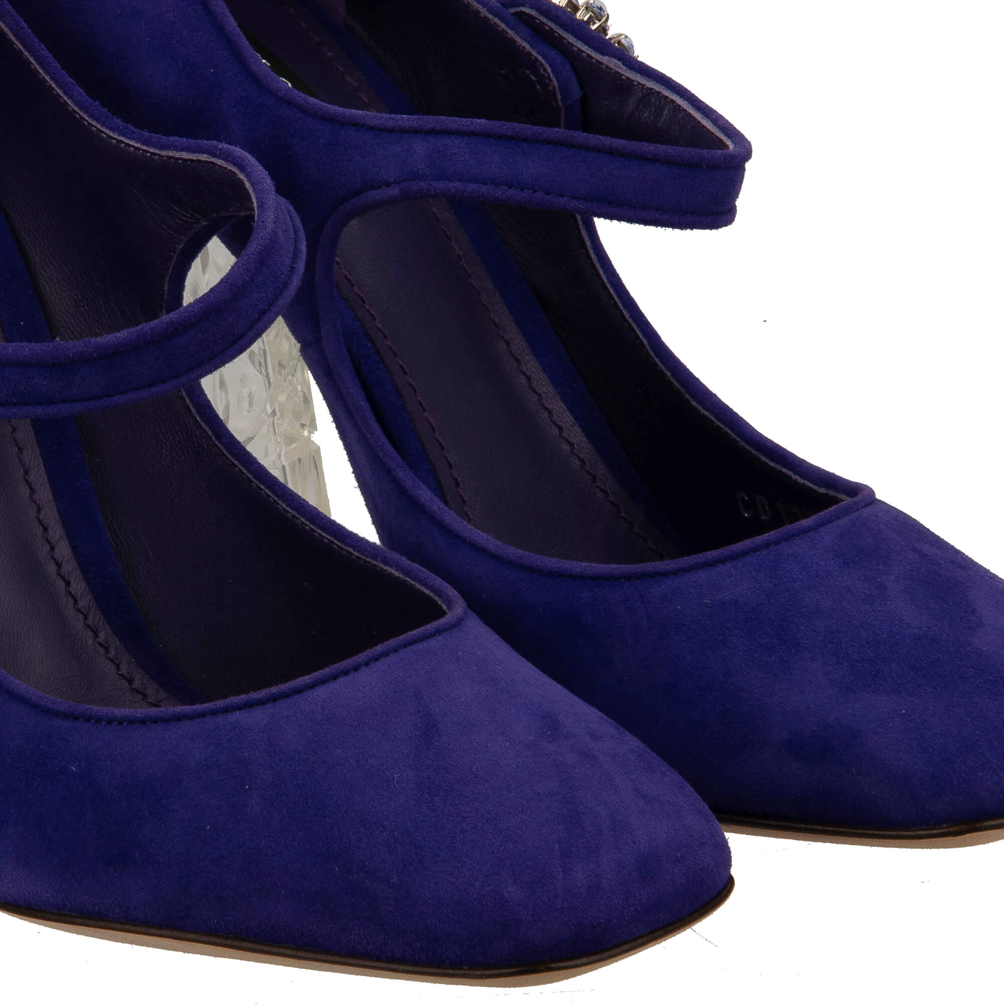 Wildleder Mary Jane Pumps mit transparenten Absatz und Kristallen Schnalle von DOLCE & GABBANA