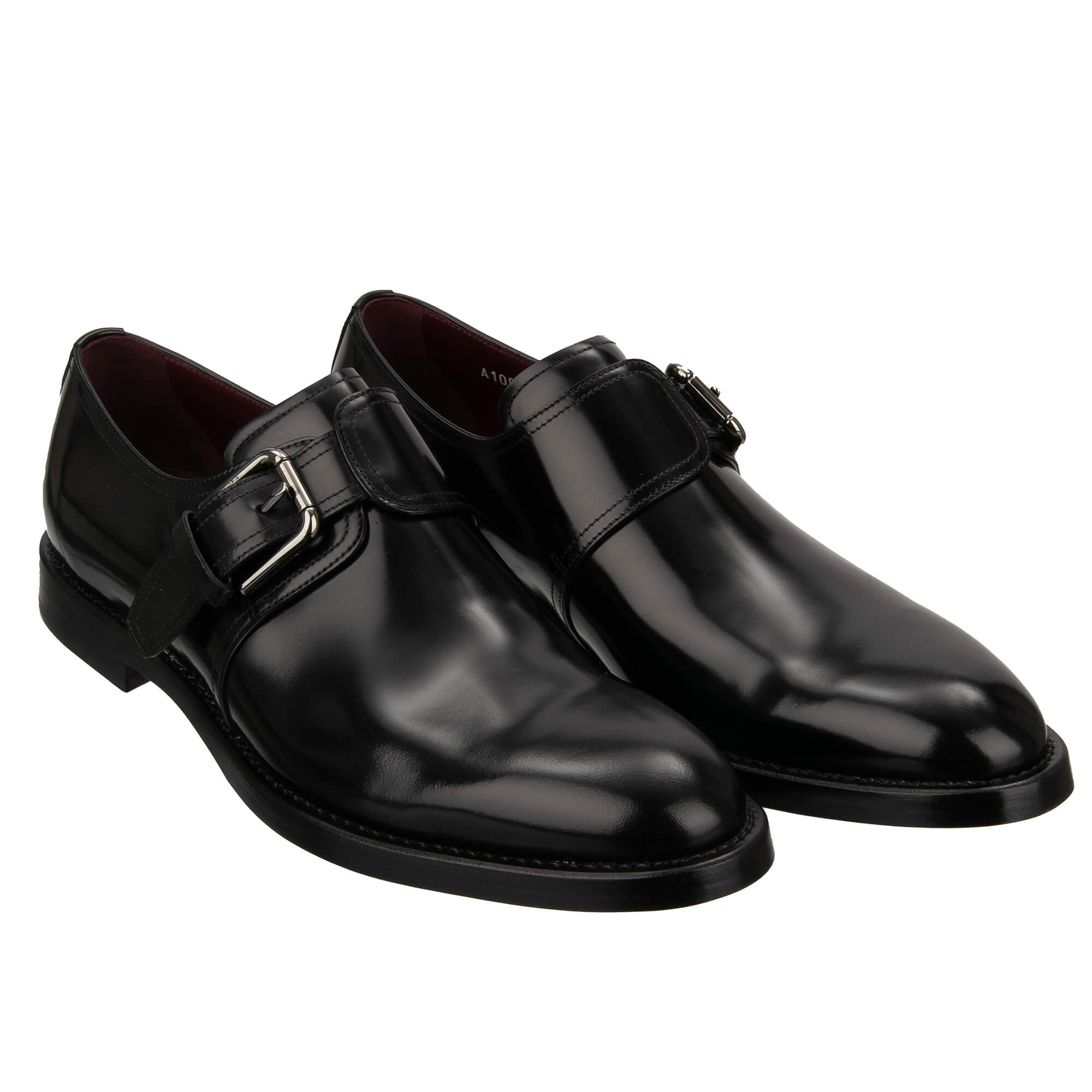 Leder Derby Schnalle Schuhe Mokassins GIOTTO Schwarz Silber 