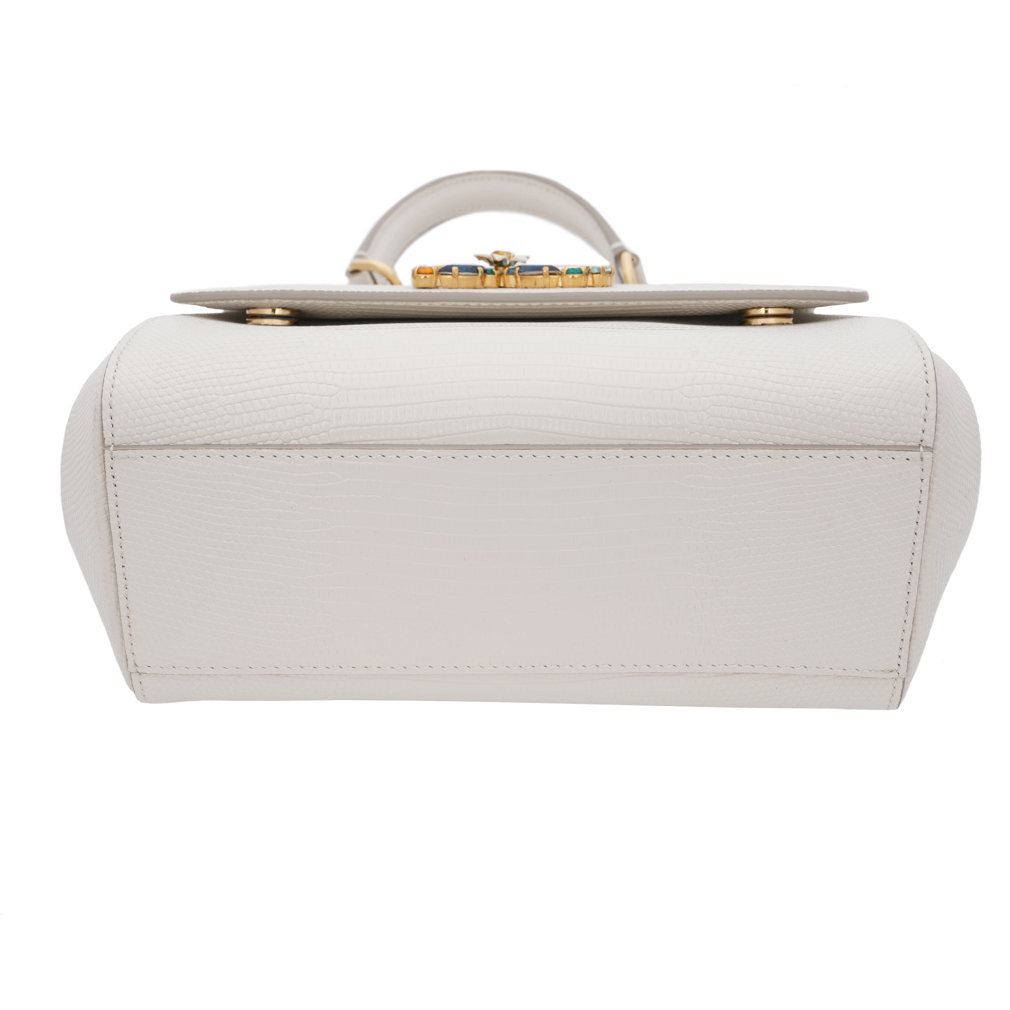 Eidechse Muster Kalbsleder Handtasche / Schultertasche SICILY mit DG Kristall Logo Schild von DOLCE & GABBANA