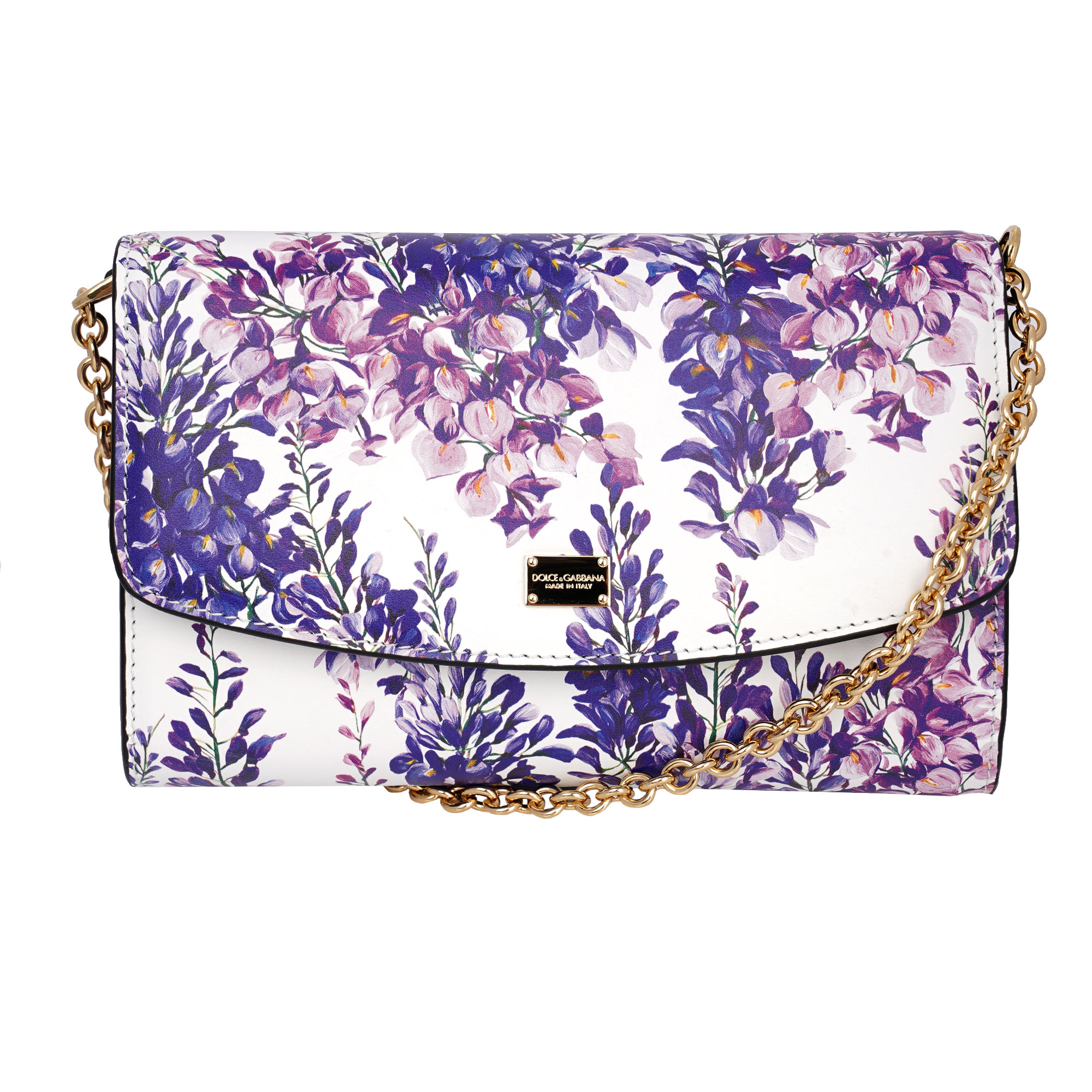 DG Logo Wisteria Leder Crossbody Kette Tasche Clutch Klein Lila 