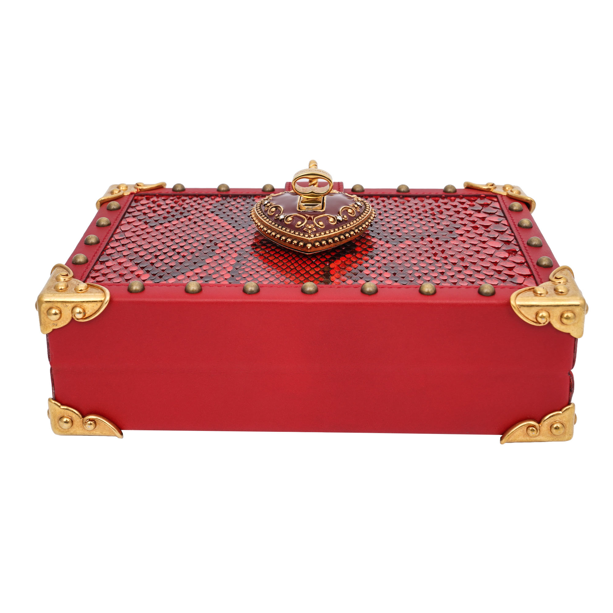 Box Clutch / Schultertasche MY HEART aus Schlangenleder mit dekorativem Herz Schloss, Nieten und Schulterriemen von DOLCE & GABBANA