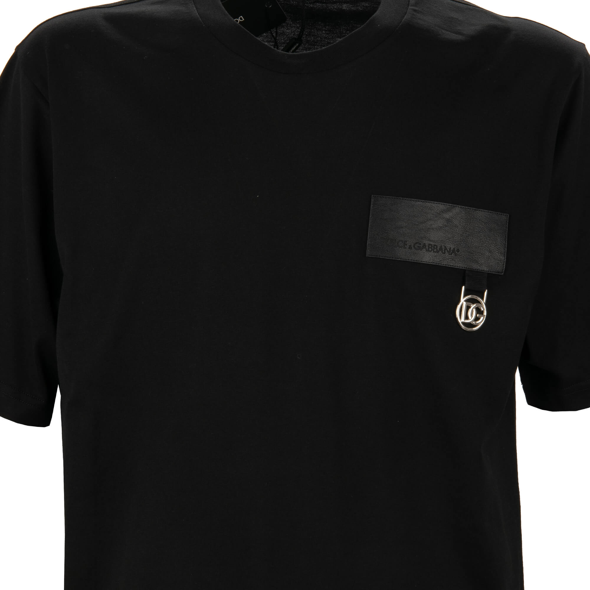 Baumwolle T-Shirt mit DG Metal Logo und Patch in Schwarz von DOLCE & GABBANA
