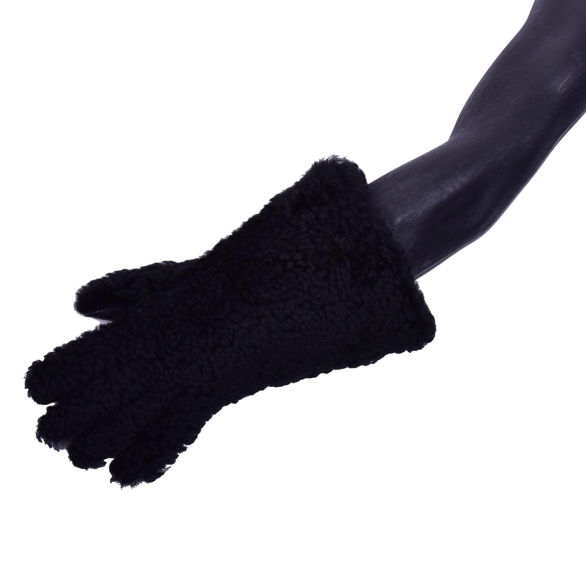 Handschuhe im Ritter Stil aus Hirschleder mit Pelz aus Lamm, gefüttert mit Kaninchen Pelz von Dolce & Gabbana Black Label