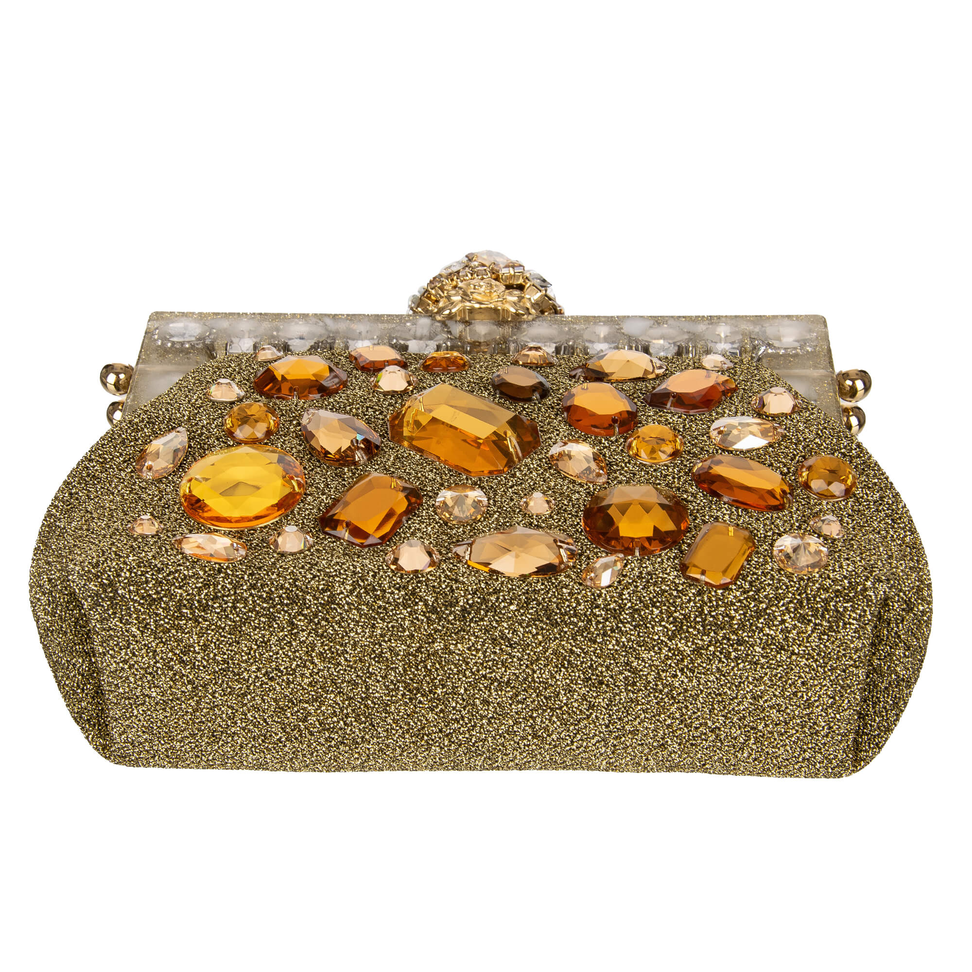 Clutch / Abendtasche VANDA aus Lurex mit Kristallen, Kettenriemen, Riemen aus Leder und mit Kristallen beschmücktem Rahmen von DOLCE & GABBANA