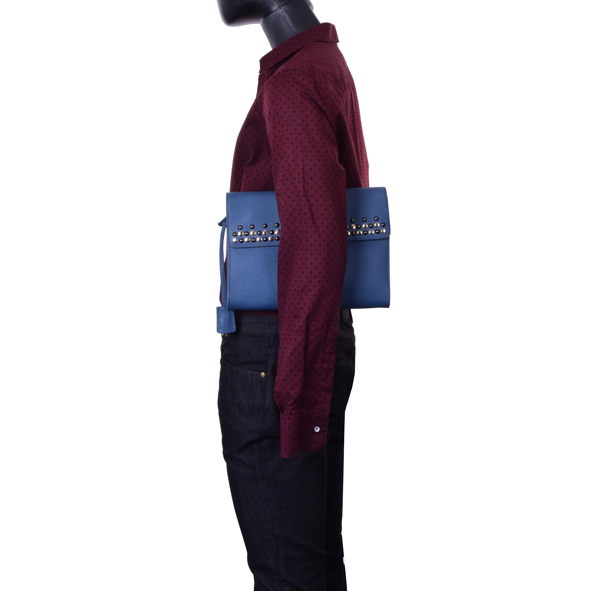 Dauphine leather document holder bag / briefcase with studs by DOLCE & GABBANA