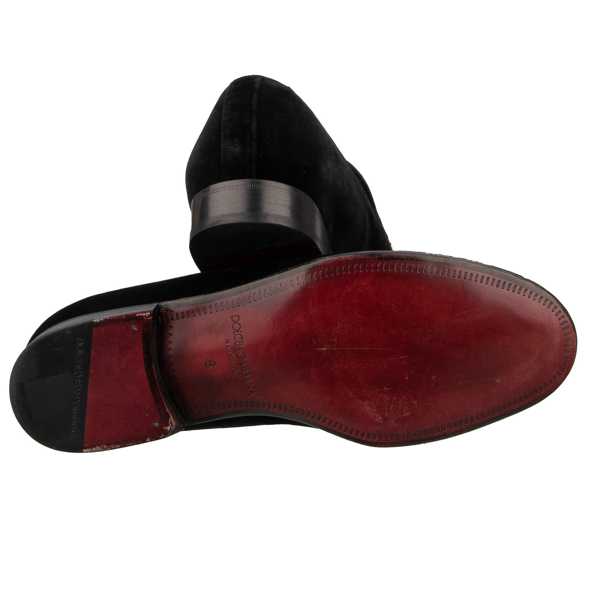 Loafer MILANO aus Samt mit Napoleon Biene, Krone ind Blätter Stickerei in Schwarz von DOLCE & GABBANA