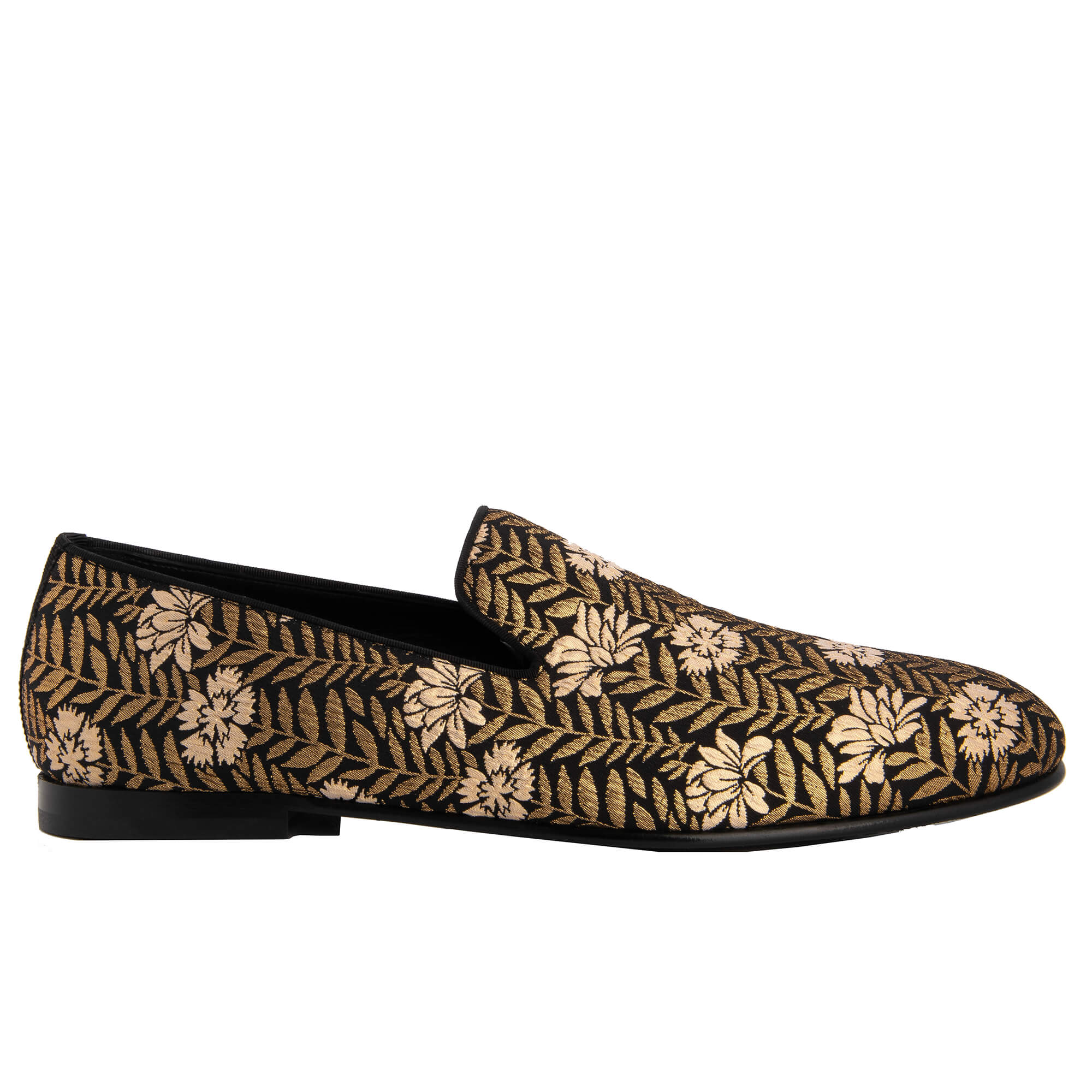 Loafer Schuhe AMALFI aus Blumen Jacquard in Schwarz und Gold von DOLCE & GABBANA
