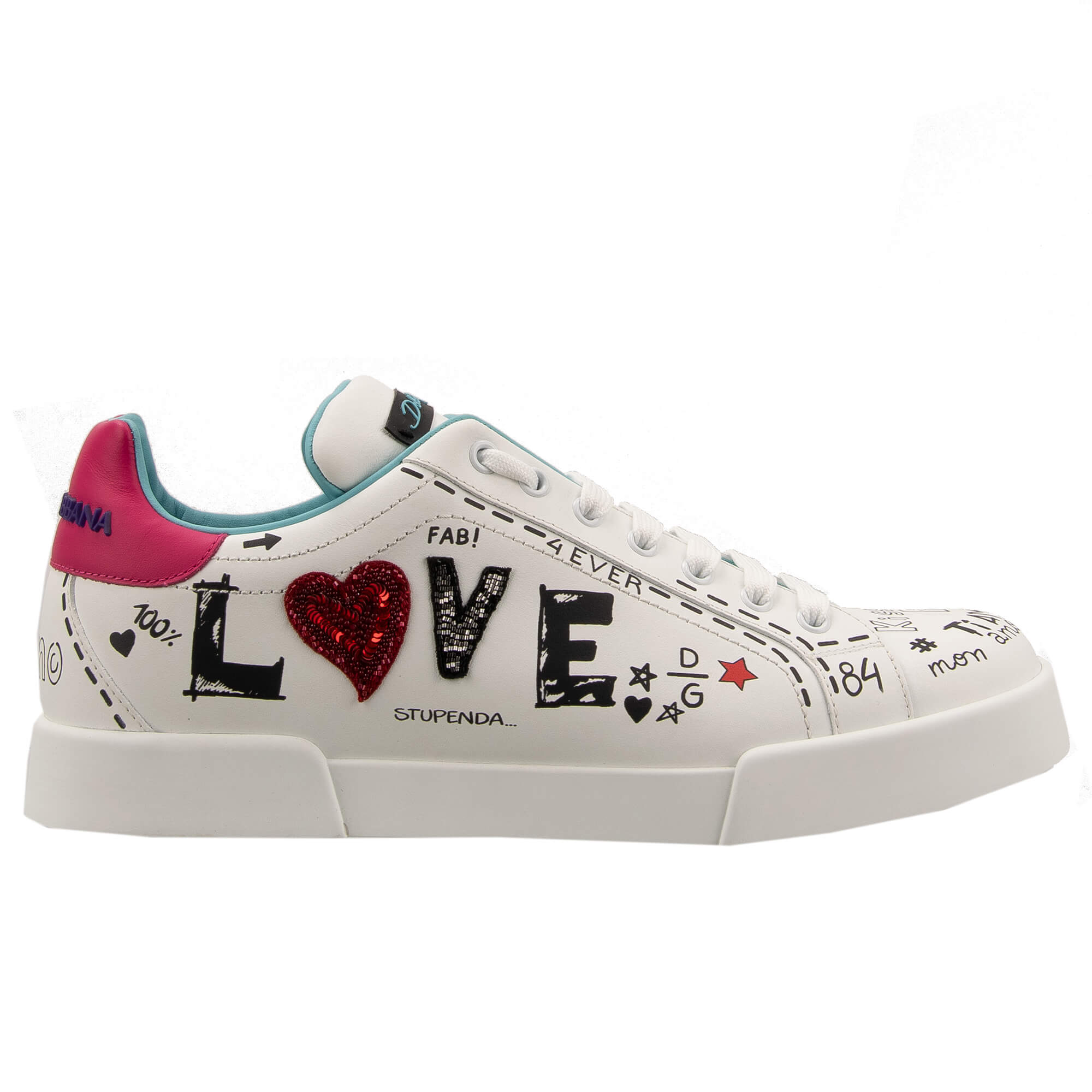 DG Logo Love Heart Graffiti Sneaker PORTOFINO Black 42 | 13385