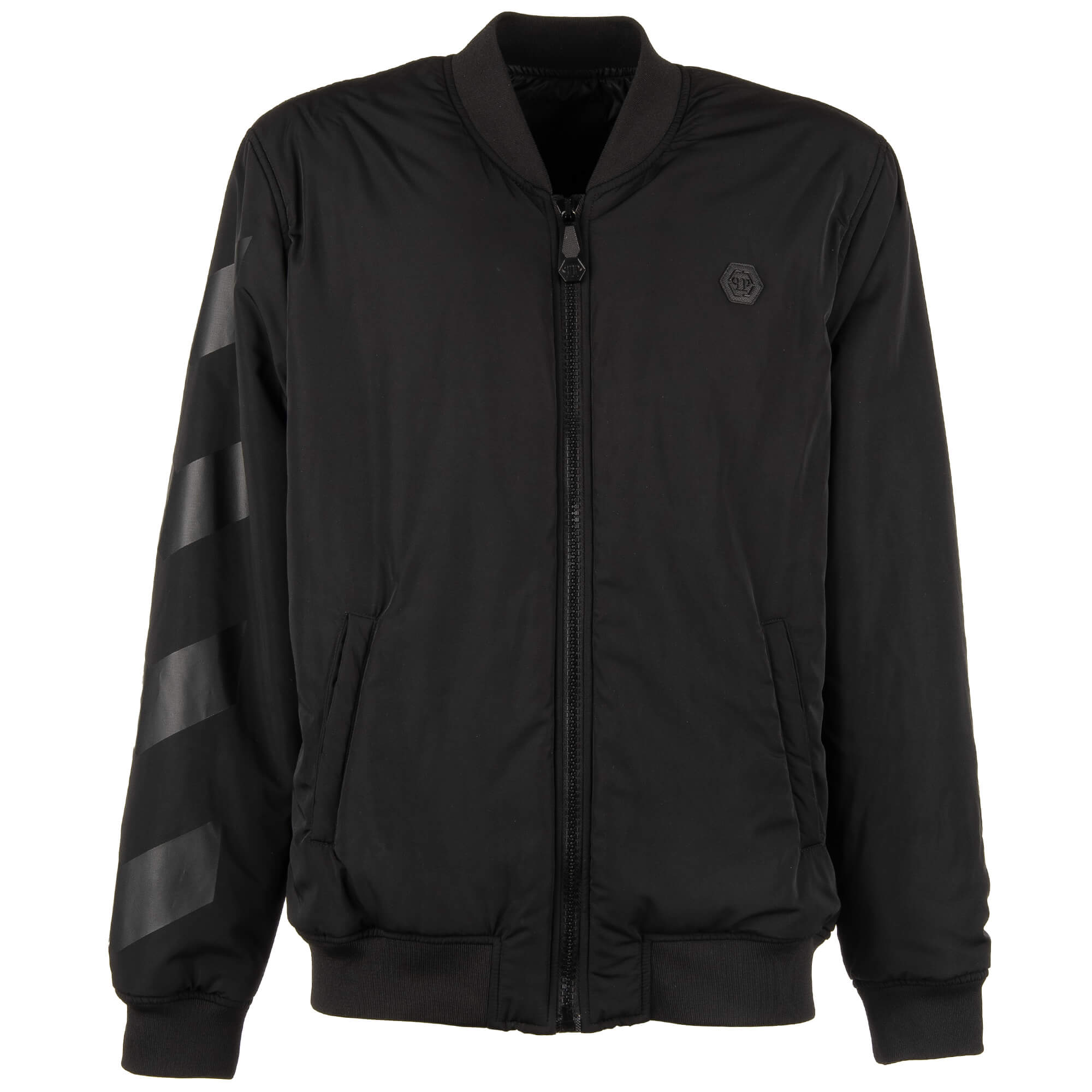 Bomber Jacket Anniversary 20th with Skull Logo Print Black White L