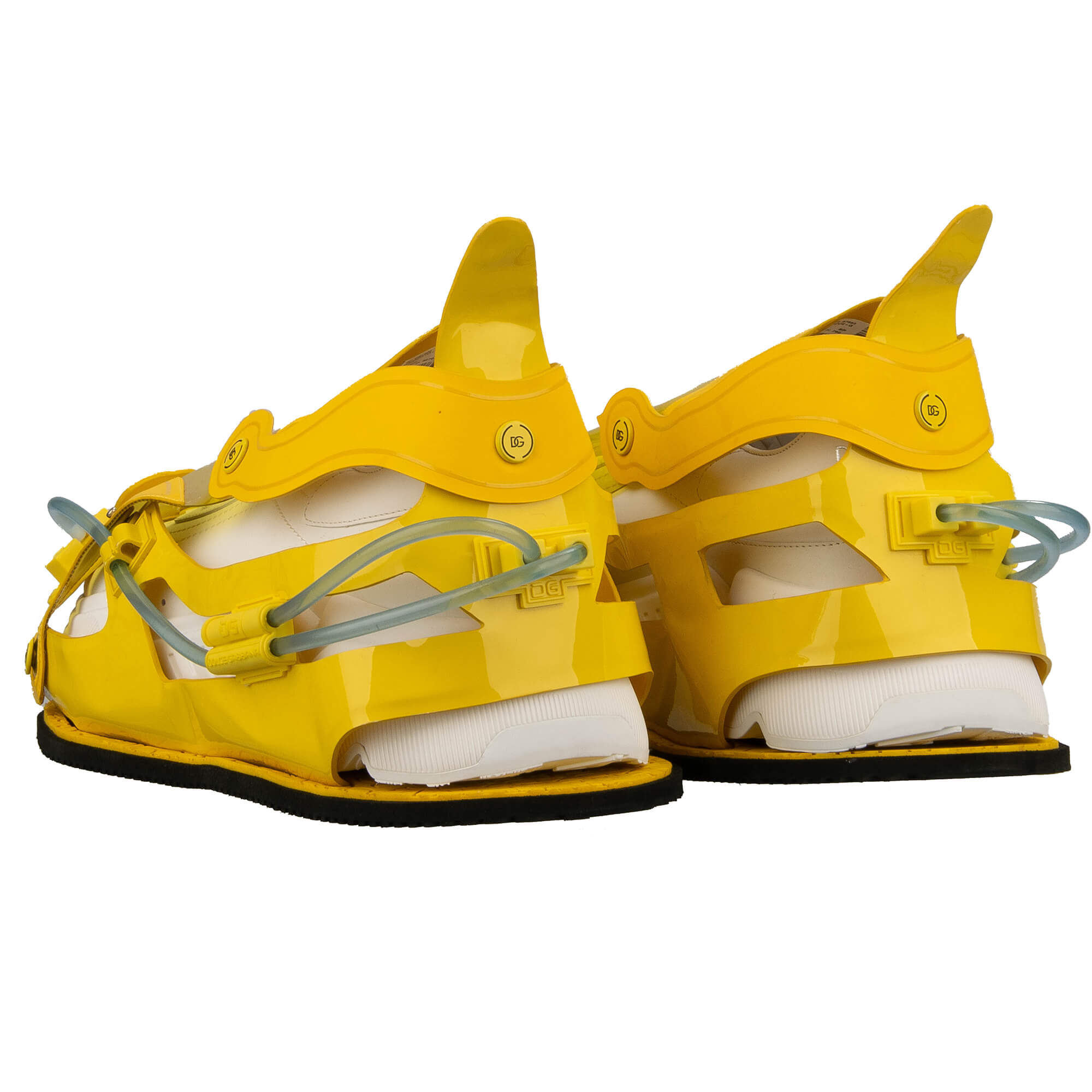 Herren Low-Top Leder Sneaker DAYMASTER mit DG Logo und futuristischer Hülle in gelb und weiß von DOLCE & GABBANA