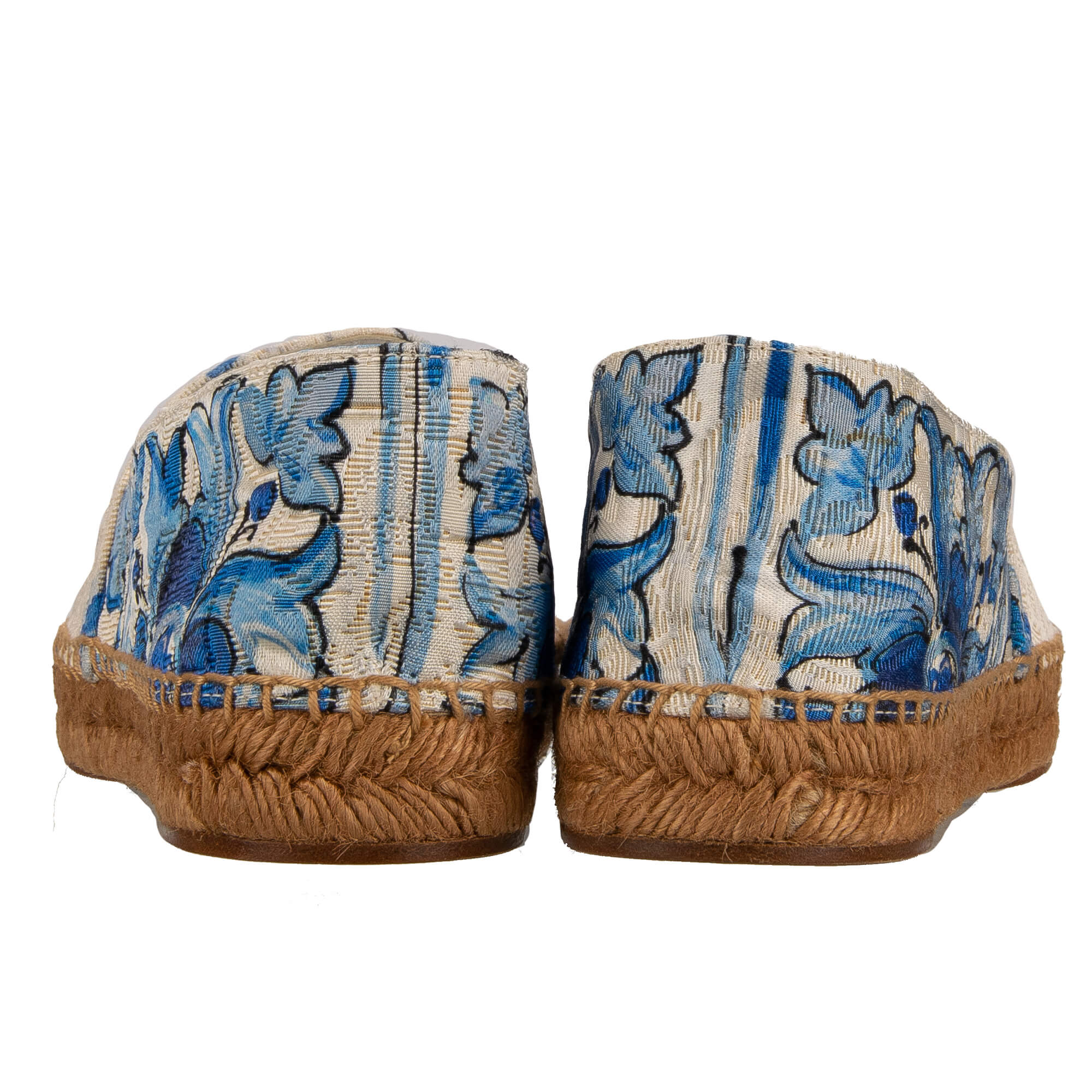 Leichte Espadrilles aus Jacquard mit Majolika Print in Blau und Weiß-Beige von DOLCE & GABBANA