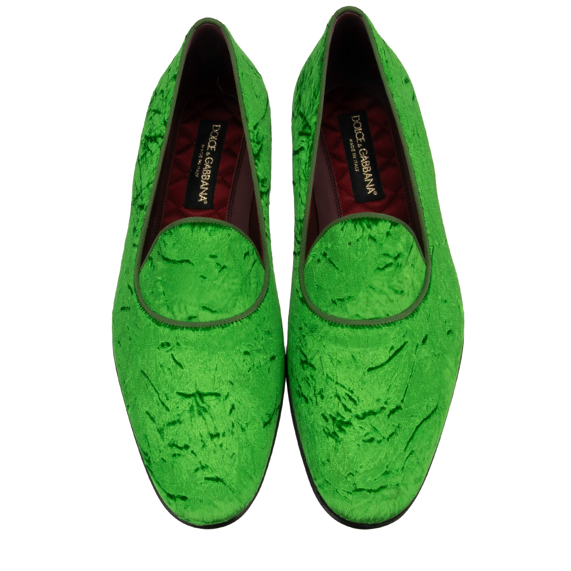 Samt Mokassins Schuhe VASARI mit DG Gold Metall Logo in Grün von DOLCE & GABBANA