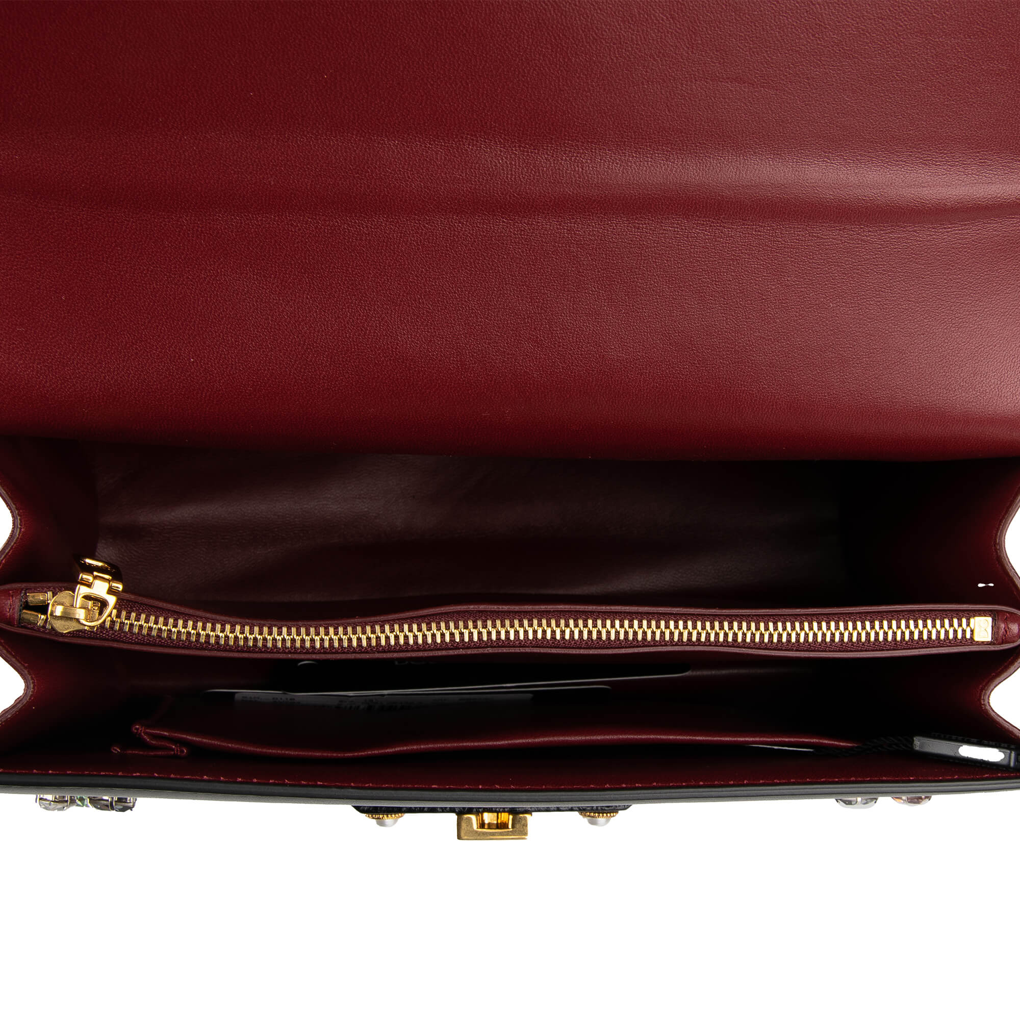 Beschmückte Schultertasche LUCIA Fashion Sinner mit mehrfarbigen Kristallen, Nieten, DG Logo, besticktem Schulterriemen "Queen of Love" von DOLCE & GABBANA